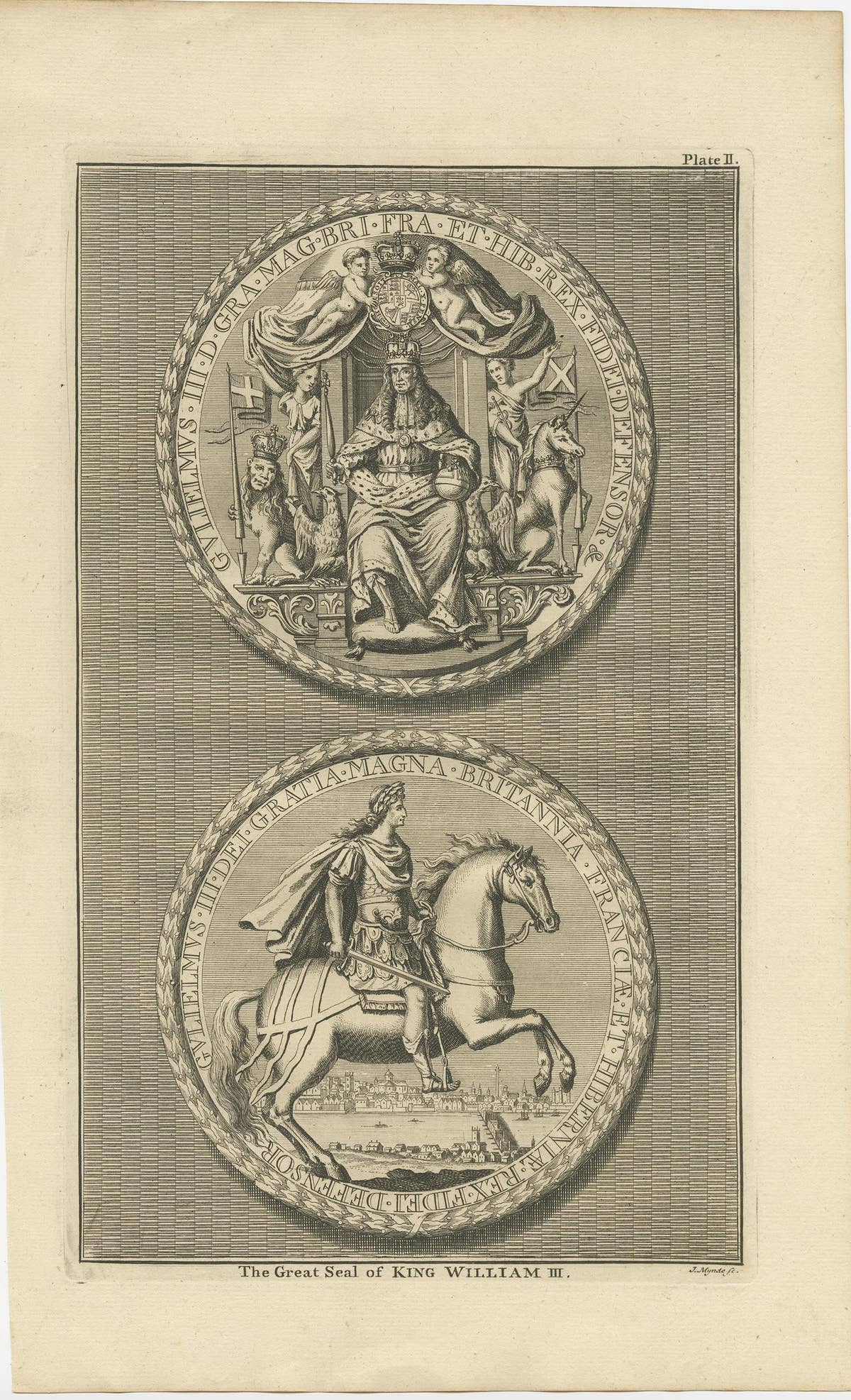 Set of 4 Antique Print of Great Seals by Rapin de Thoyras, circa 1780