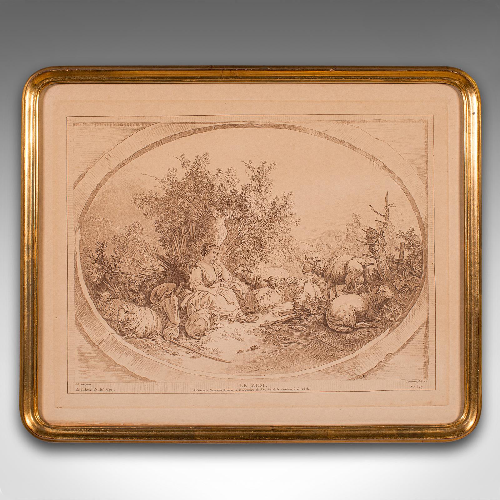 Late Victorian Set of 4 Antique Prints, French, Framed Etchings, Provincial Taste, Victorian