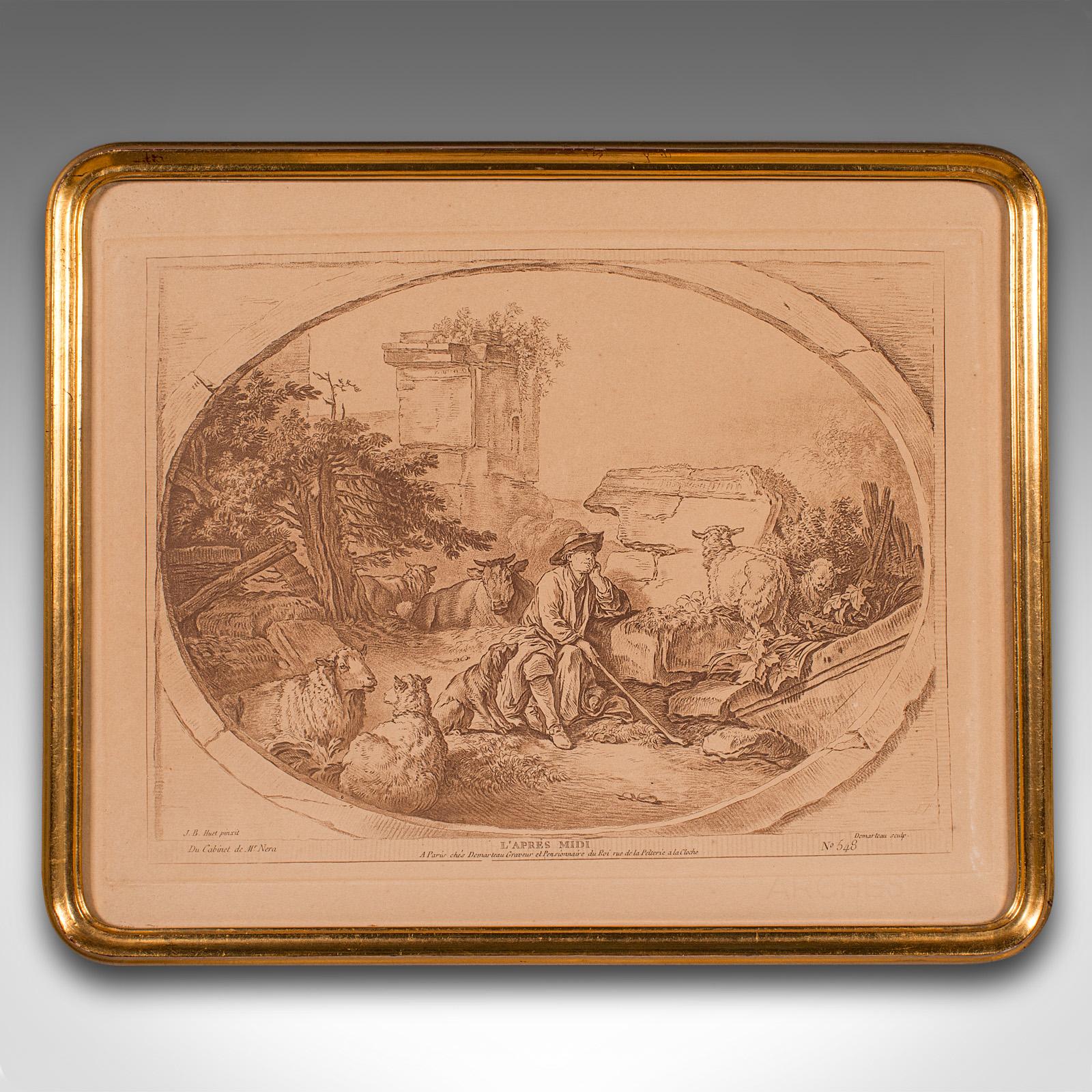 Set of 4 Antique Prints, French, Framed Etchings, Provincial Taste, Victorian In Good Condition In Hele, Devon, GB