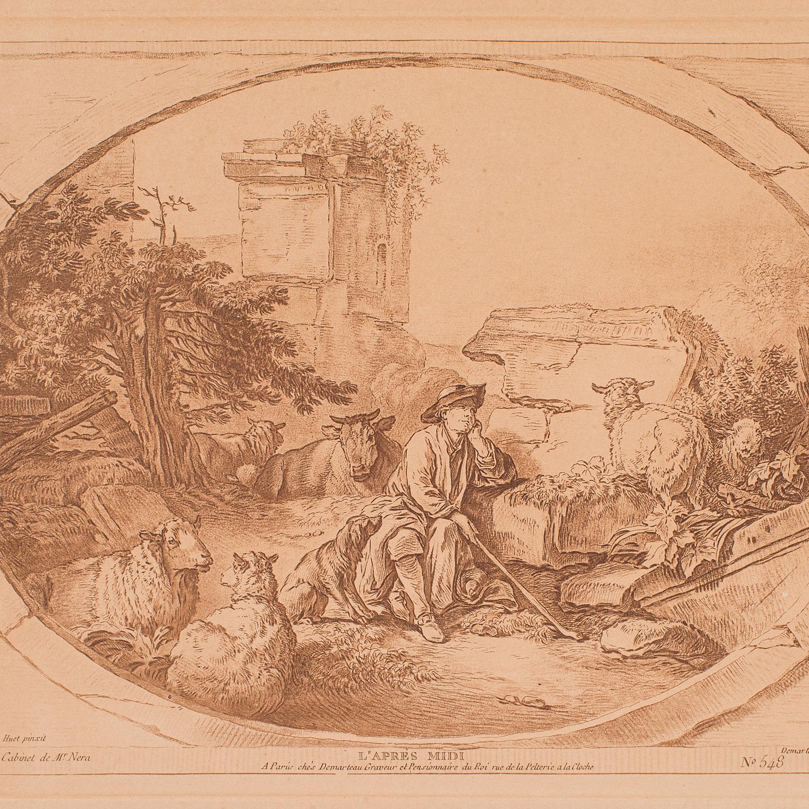 Set of 4 Antique Prints, French, Framed Etchings, Provincial Taste, Victorian 2