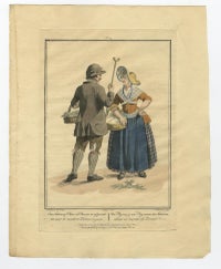 Set of 4 Antique Prints of Dutch Costumes by Maaskamp '1805', view 3