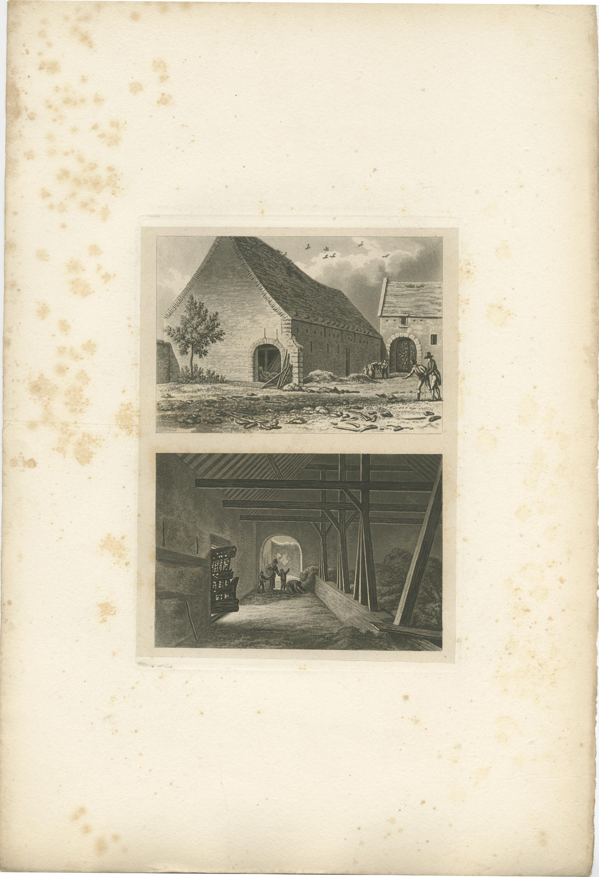 Set of four antique prints with views of Flanders and Holland. Published by or after Robert Hills, circa 1820.