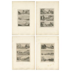 Ensemble de 4 estampes anciennes des Flandres et de la Hollande, vers 1820