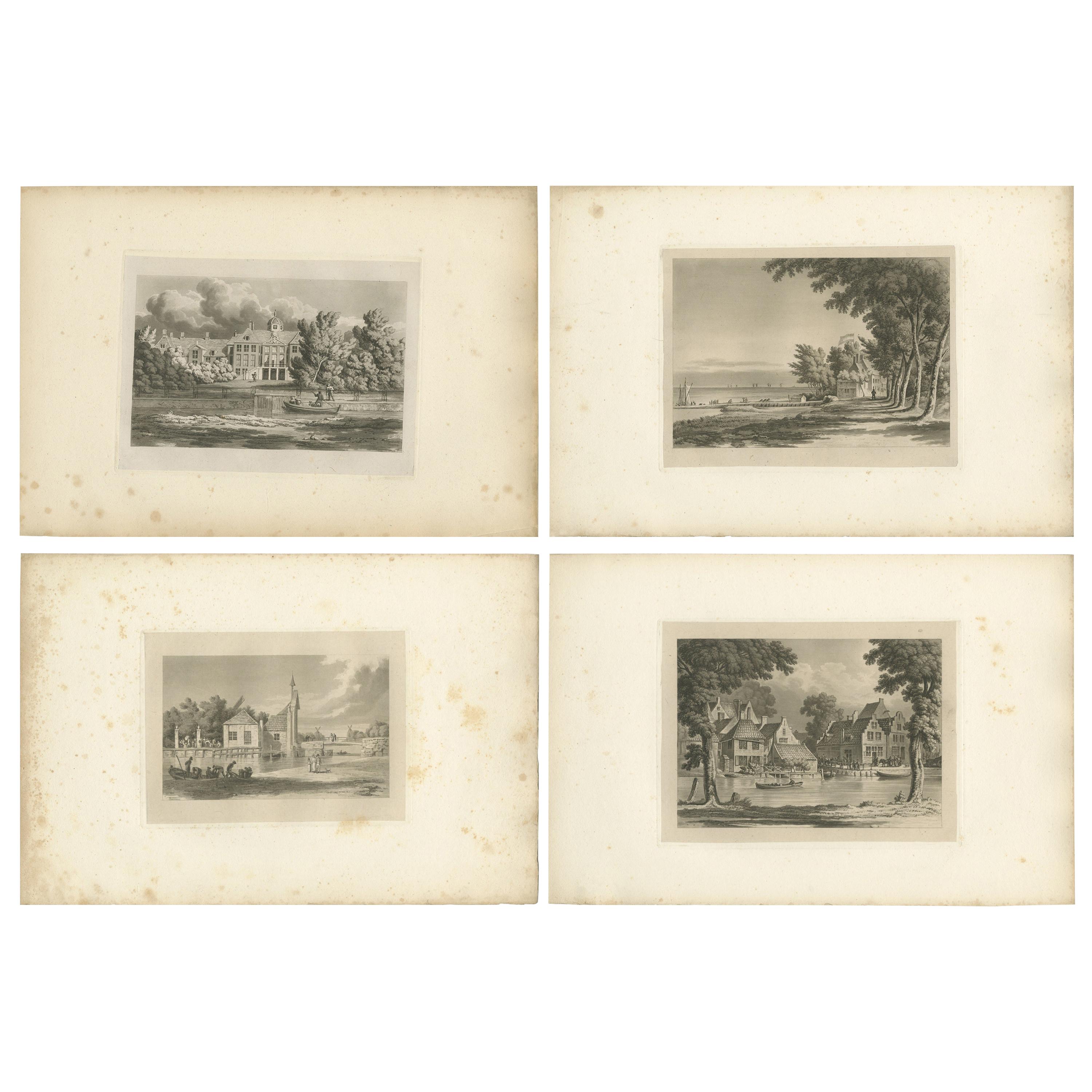 Set of 4 Antique Prints of Flanders and Holland 'circa 1820' For Sale