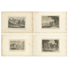 Ensemble de 4 estampes anciennes des Flandres et de la Hollande (vers 1820)