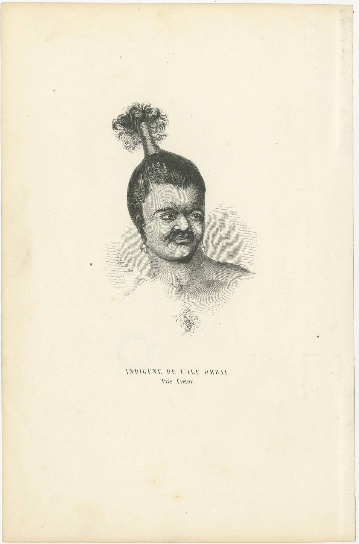 Set of 4 Antique Prints of Natives of Timor, Tahiti, Tasmania & New Zealand 1845