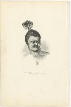 Set of 4 Antique Prints of Natives of Timor, Tahiti, Tasmania & New Zealand 1845