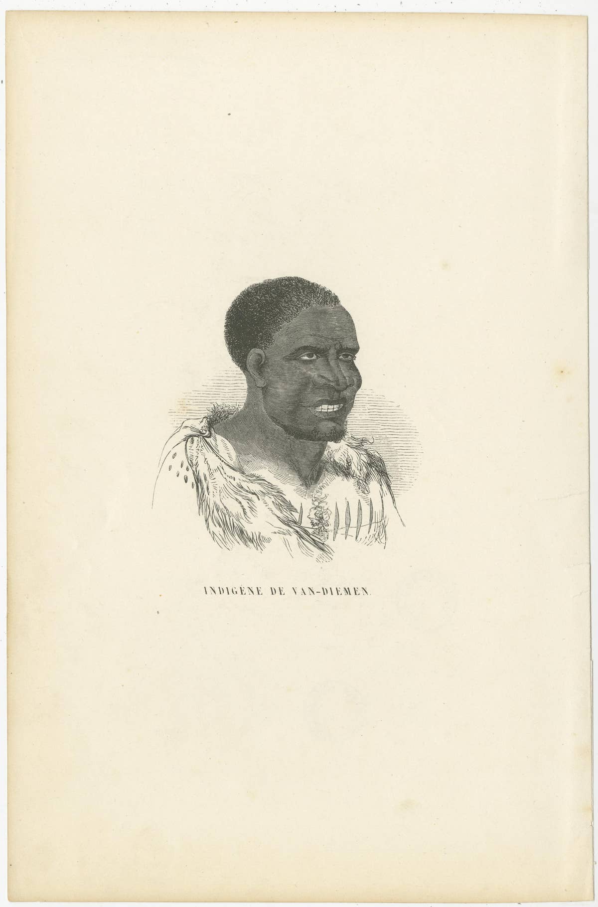 Set of 4 Antique Prints of Natives of Timor, Tahiti, Tasmania & New Zealand 1845
