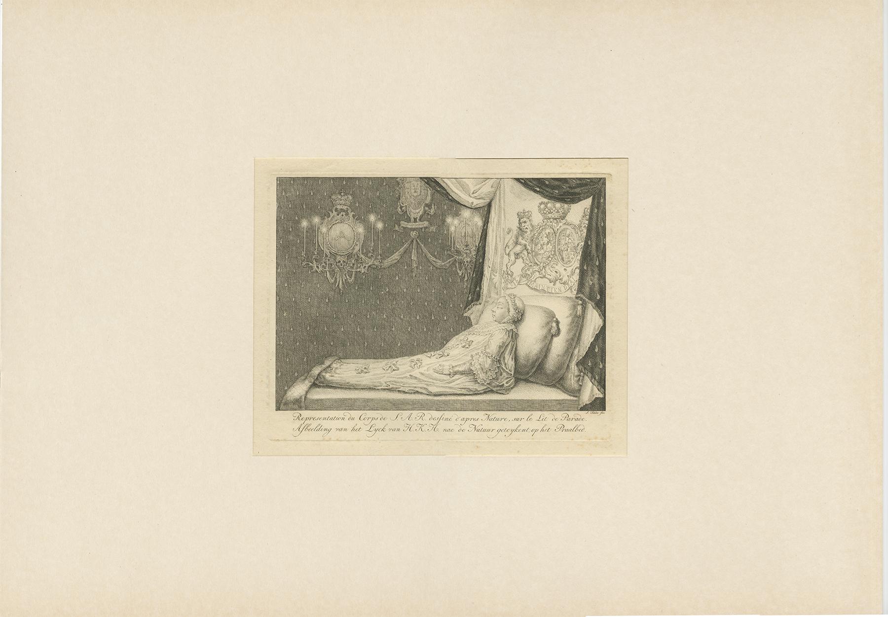 Set von 4 antiken Drucken von Prinzessin Anna van Hannover von Fokke '1759' im Zustand „Relativ gut“ im Angebot in Langweer, NL