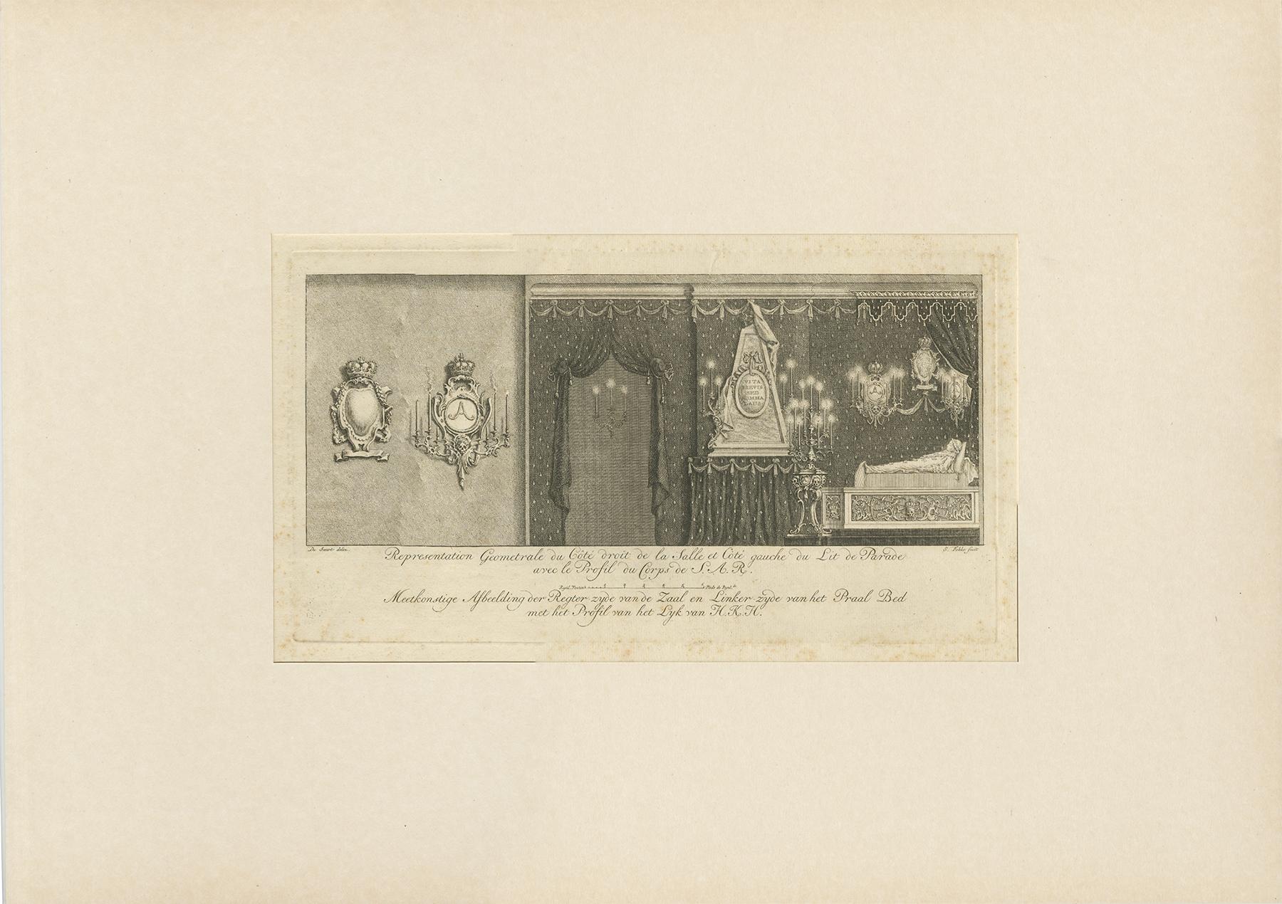 Paper Set of 4 Antique Prints of Princess Anna van Hannover by Fokke '1759' For Sale