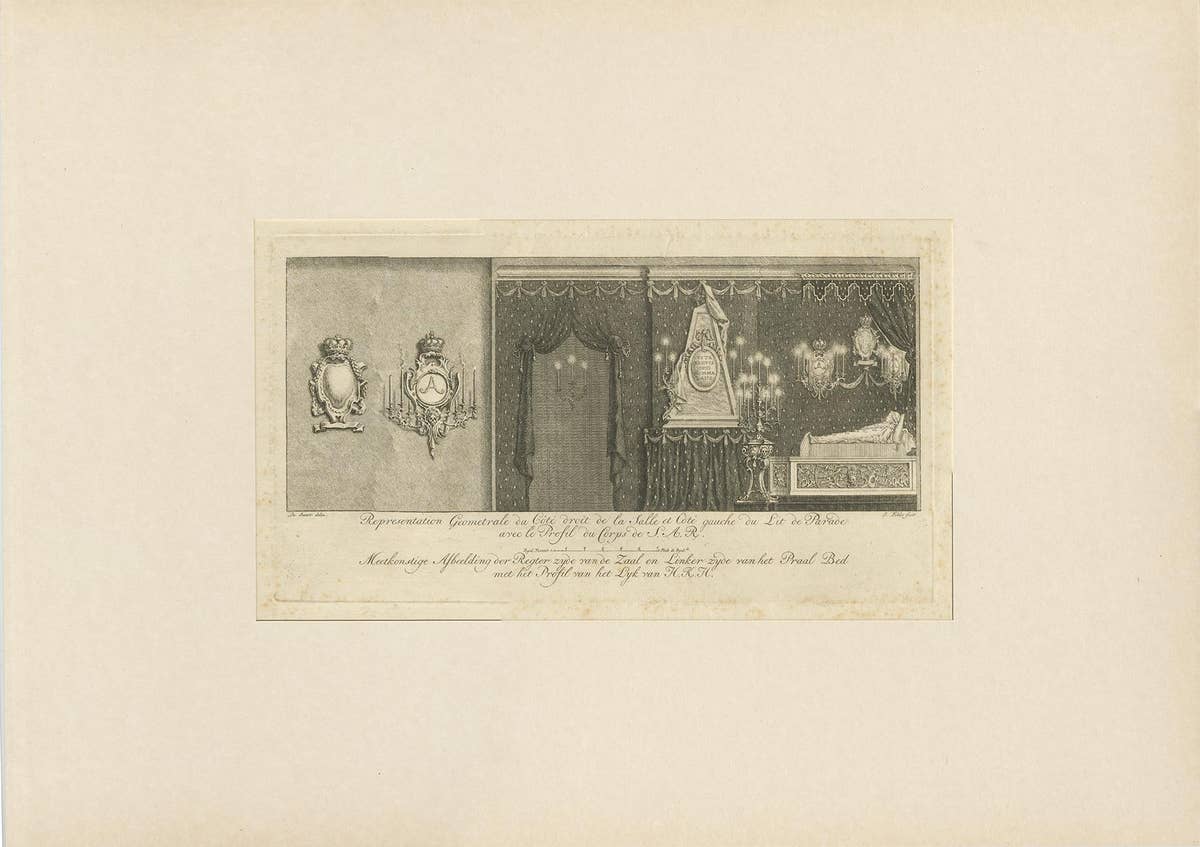 Set of 4 Antique Prints of Princess Anna van Hannover by Fokke, 1759
