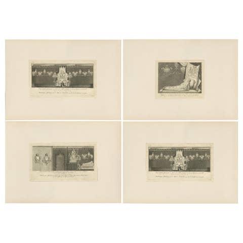 Set of 4 Antique Prints of Princess Anna van Hannover by Fokke, 1759