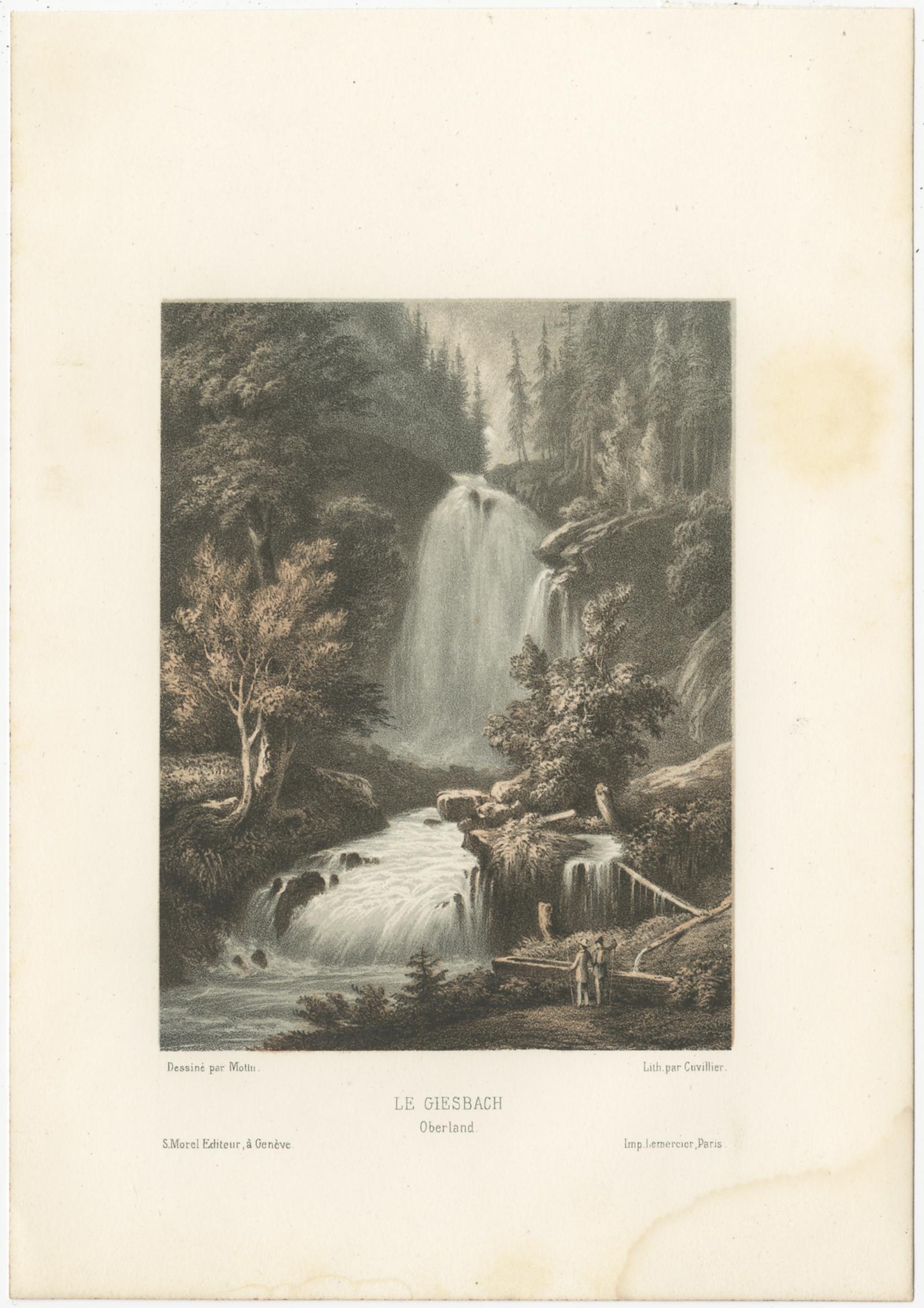 Set of four views of Switzerland. These prints originate from 'Souvenirs de la Suisse'. Published by S. Morel, circa 1850.
