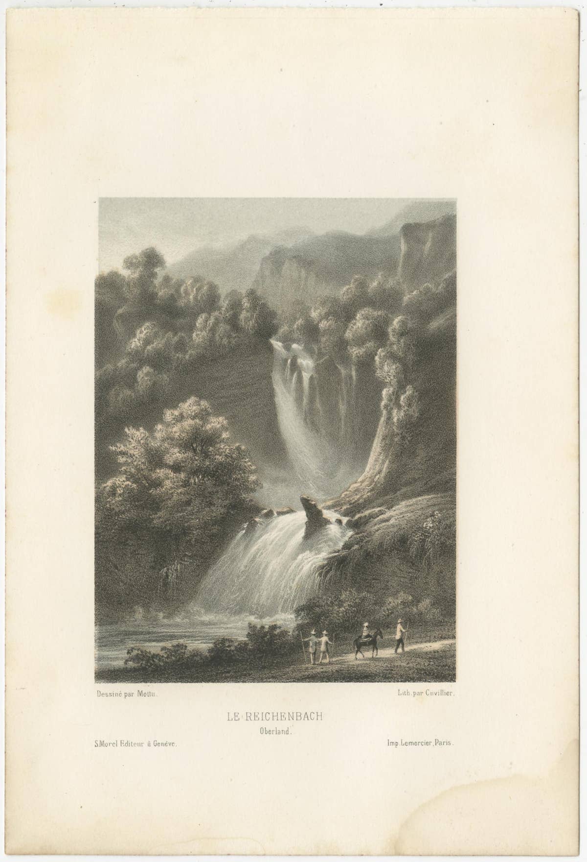 Set of 4 Antique Prints of Switzerland by Morel, circa 1850