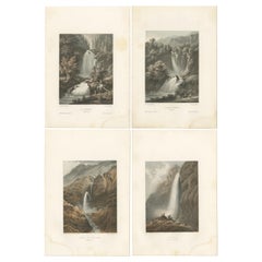 Set of 4 Antique Prints of Switzerland by Morel, circa 1850