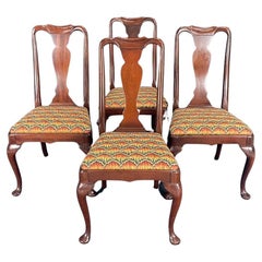 Set of 4 Antique Queen Anne Mahogany Dining or Side Chairs
