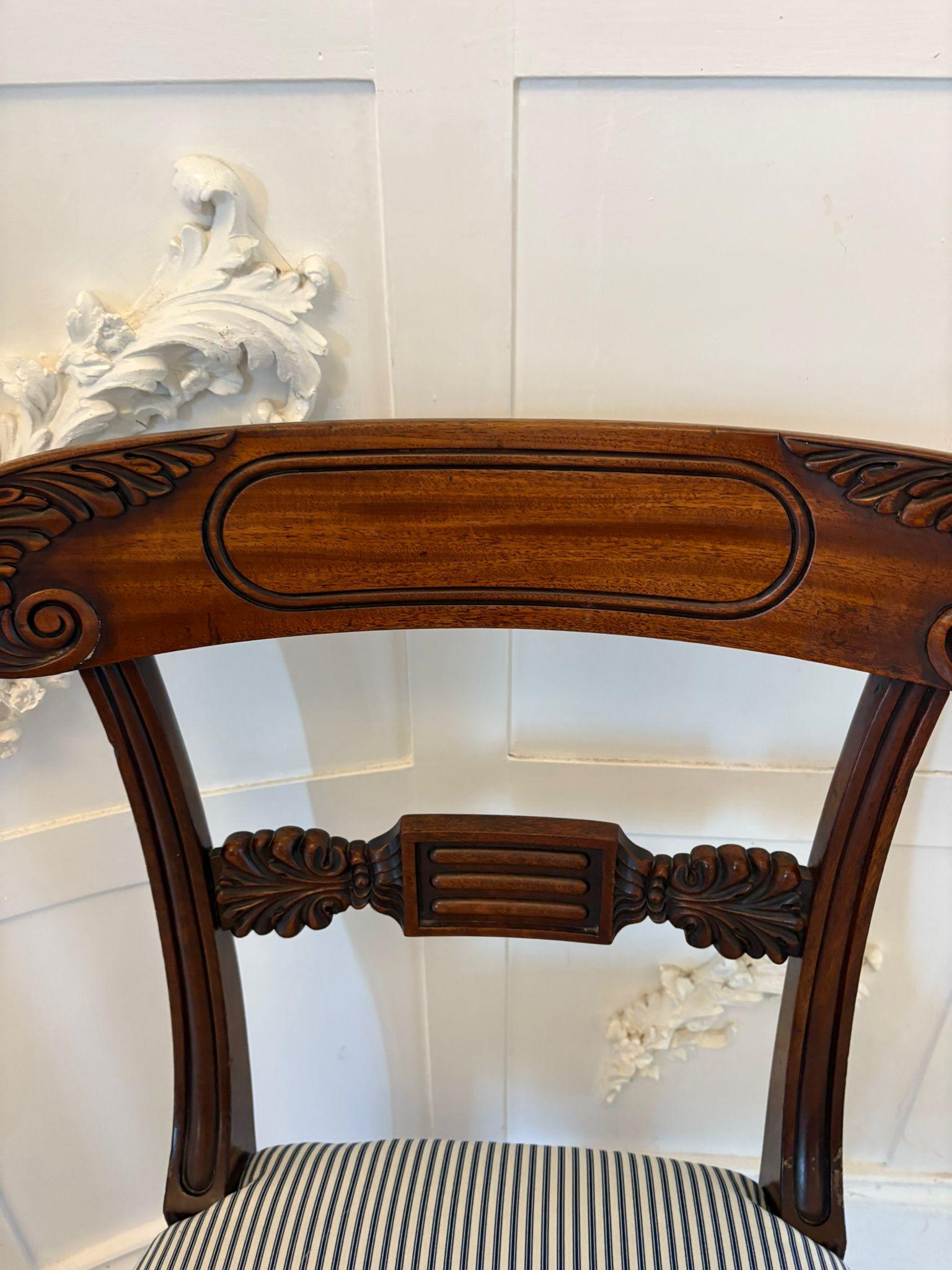Set of 4 Antique Regency Quality Carved Mahogany Dining Chairs For Sale 4