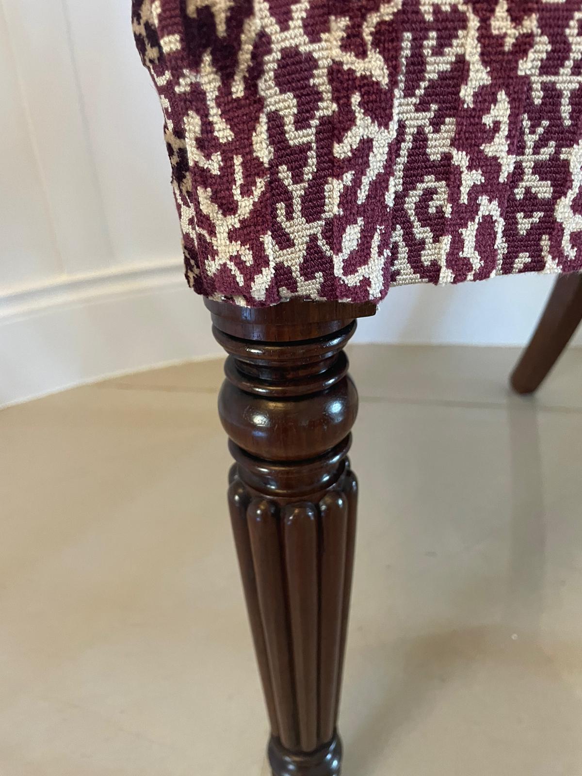 Set of 4 Antique Regency Quality Carved Mahogany Dining Chairs For Sale 5