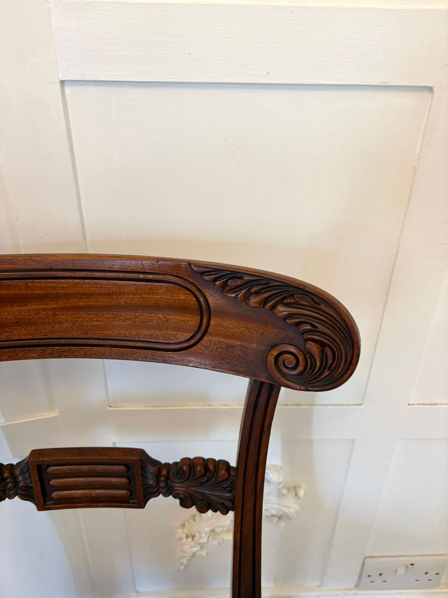 Set of 4 Antique Regency Quality Carved Mahogany Dining Chairs For Sale 6