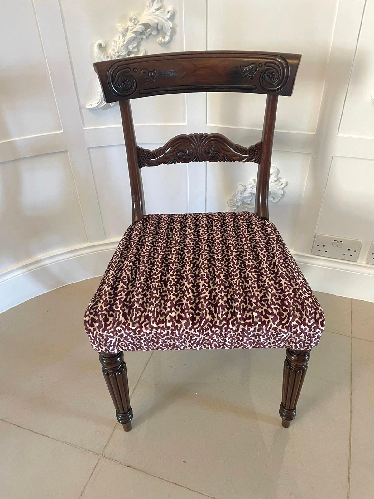 Set of 4 Antique Regency Quality Carved Mahogany Dining Chairs In Good Condition For Sale In Suffolk, GB