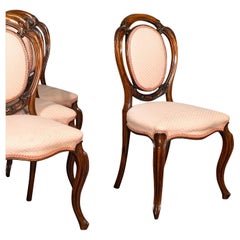 Set of 4 Antique Spoon Back Chairs, English, Dining Suite, Victorian, Circa 1840