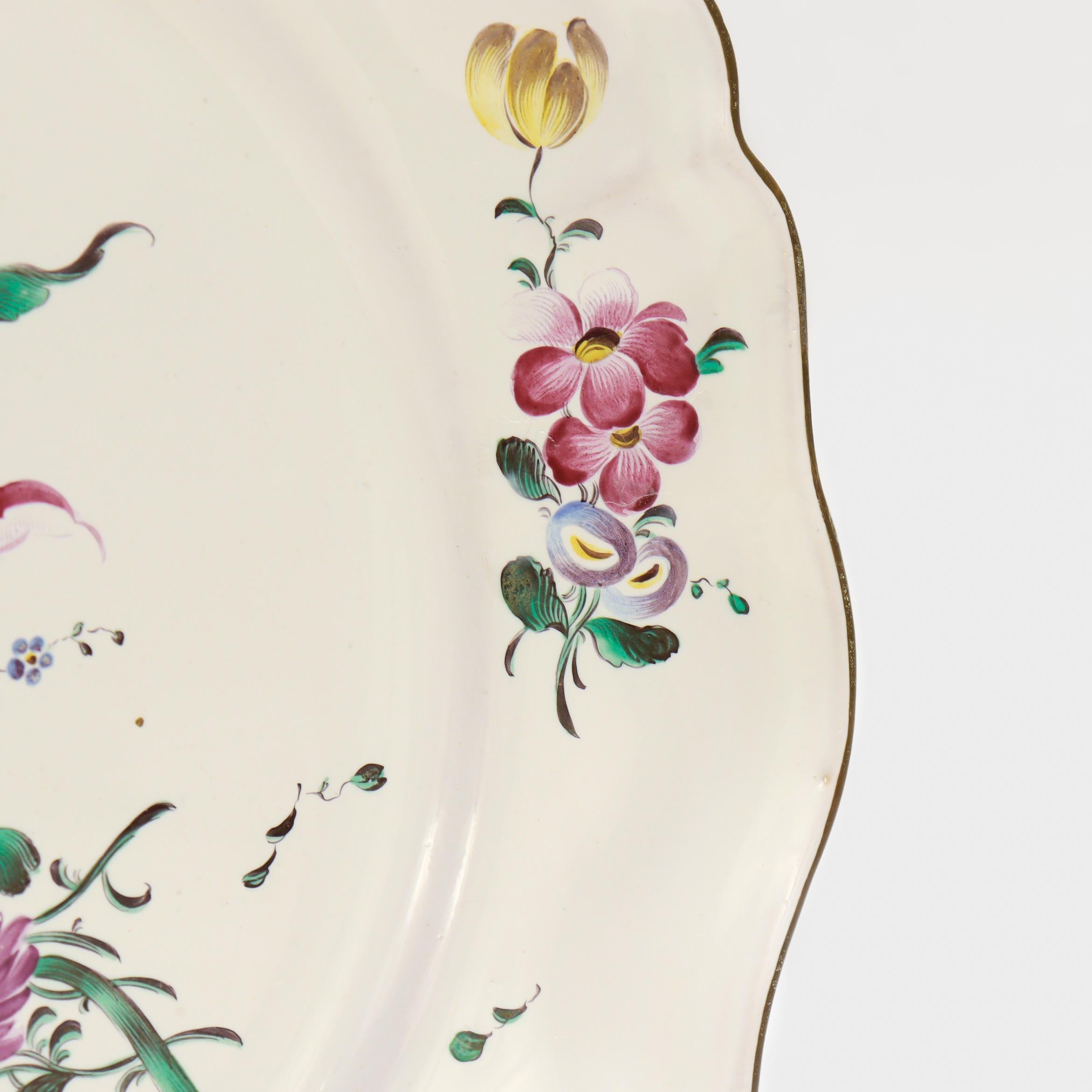 Set of 4 Antique Strasbourg French Faience Floral Plates For Sale 12