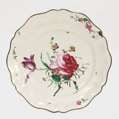 Set of 4 Antique Strasbourg French Faience Floral Plates