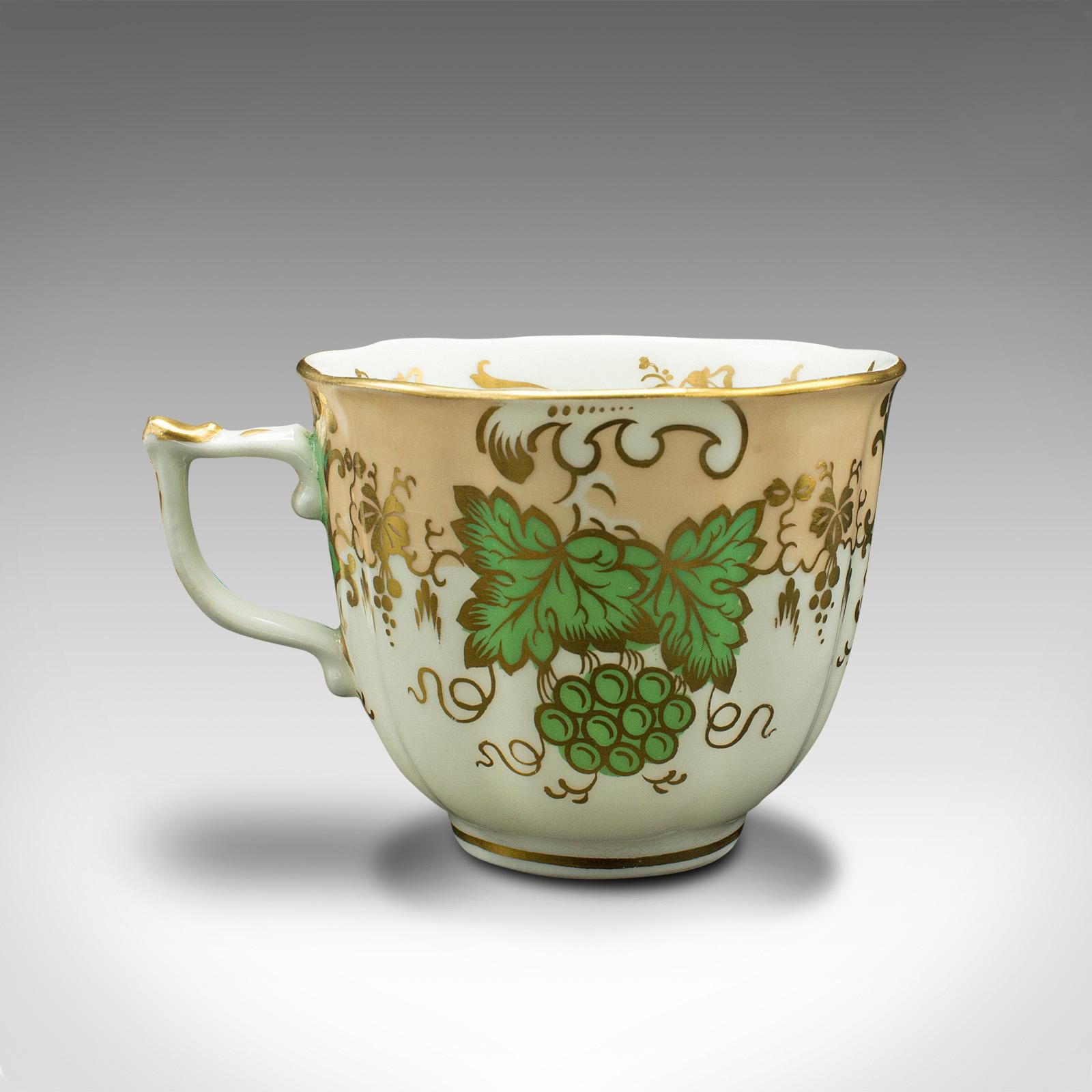 Britannique Ensemble de 4 tasses à thé anciennes anglaises, céramique, décoratives, tasses, soucoupe, victorienne en vente