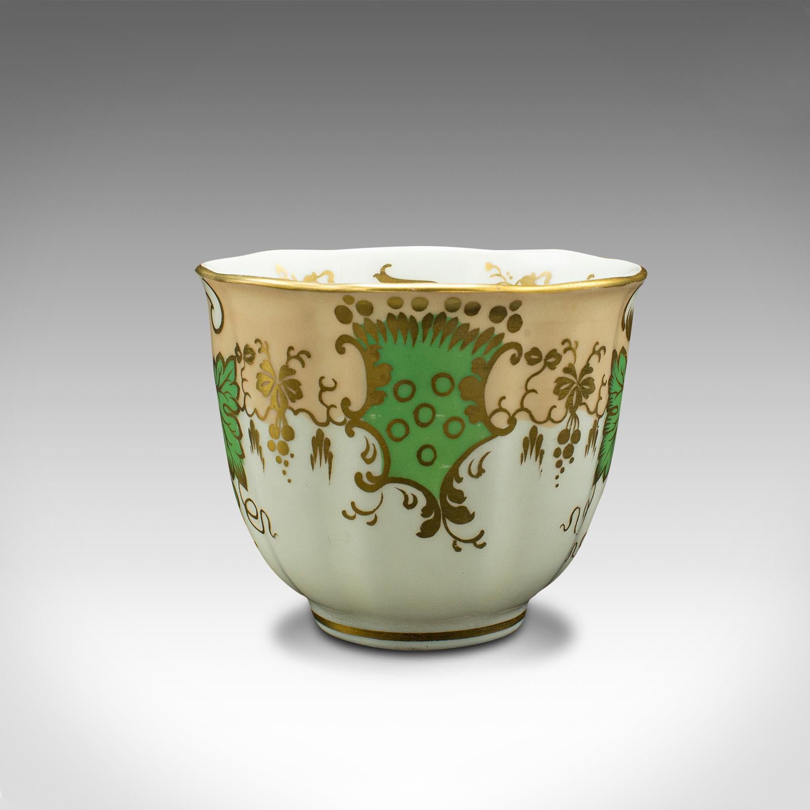 19th Century Set Of 4 Antique Tea Cups, English, Ceramic, Decorative, Cup, Saucer, Victorian For Sale