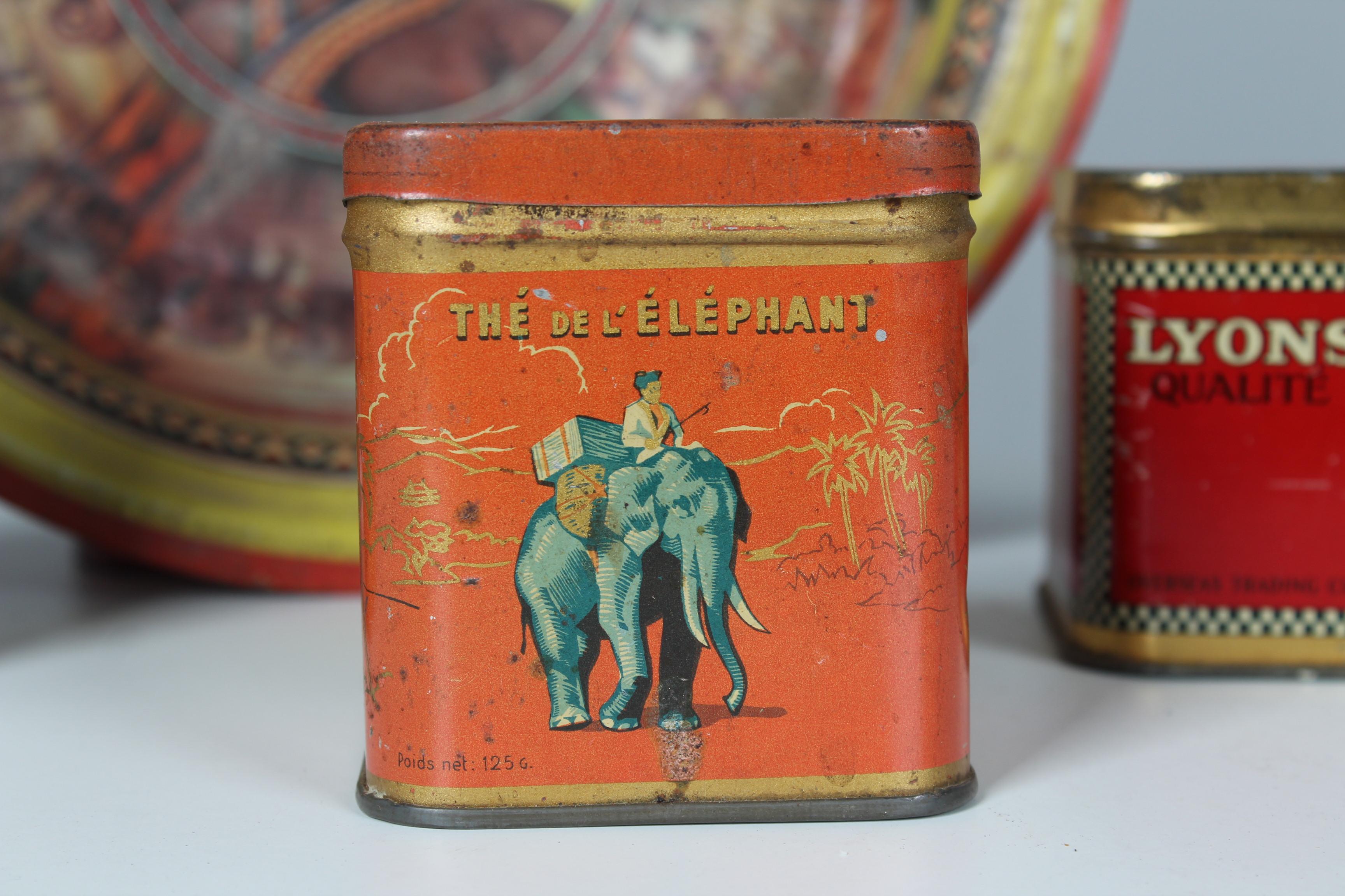 Mid-20th Century Set Of 4 Antique Tin Cans from France, Art Nouveau, Art Deco, Tea Tin Cans, 1930 For Sale