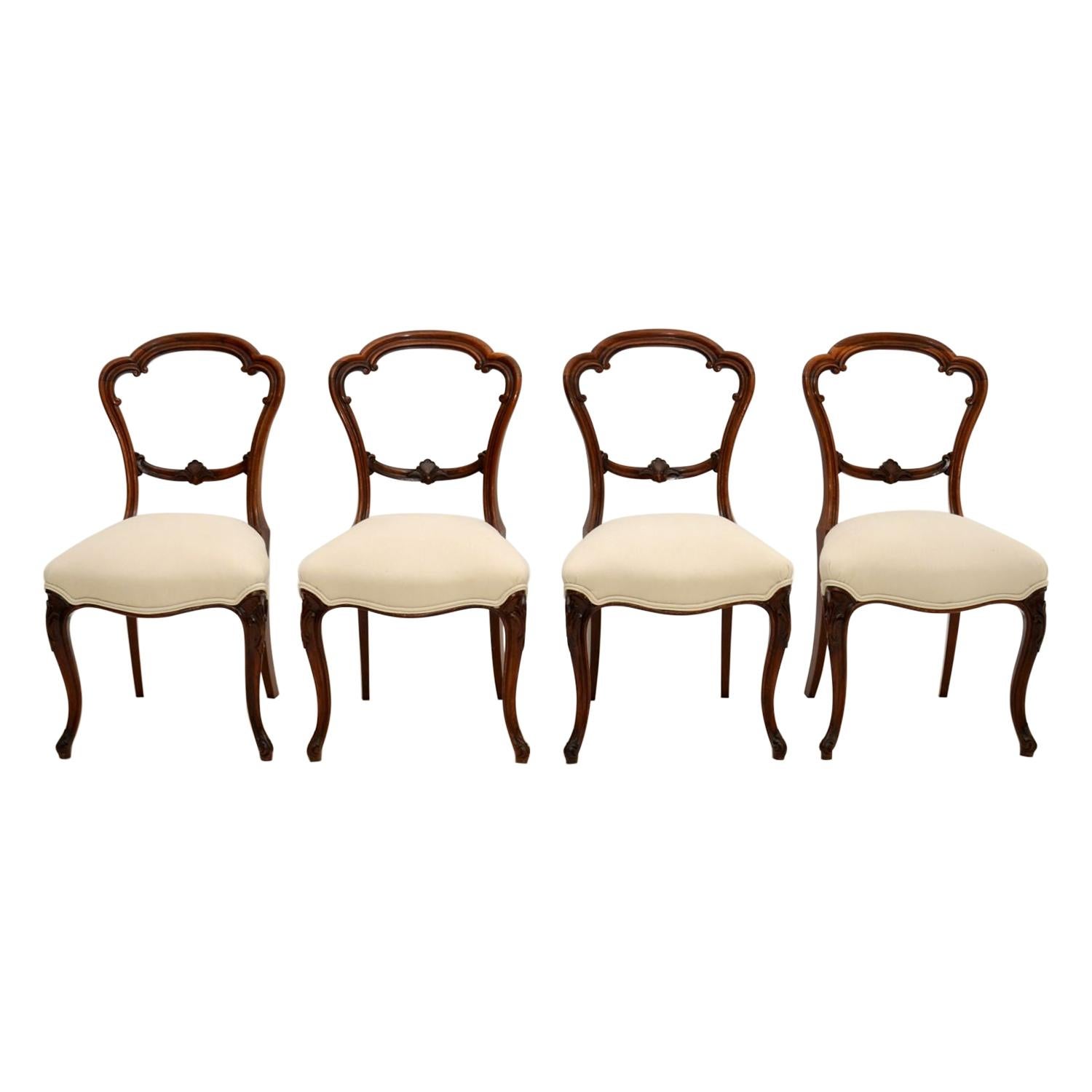 Antique Set 14 Victorian Mahogany Balloon Back Dining Chairs, 19th