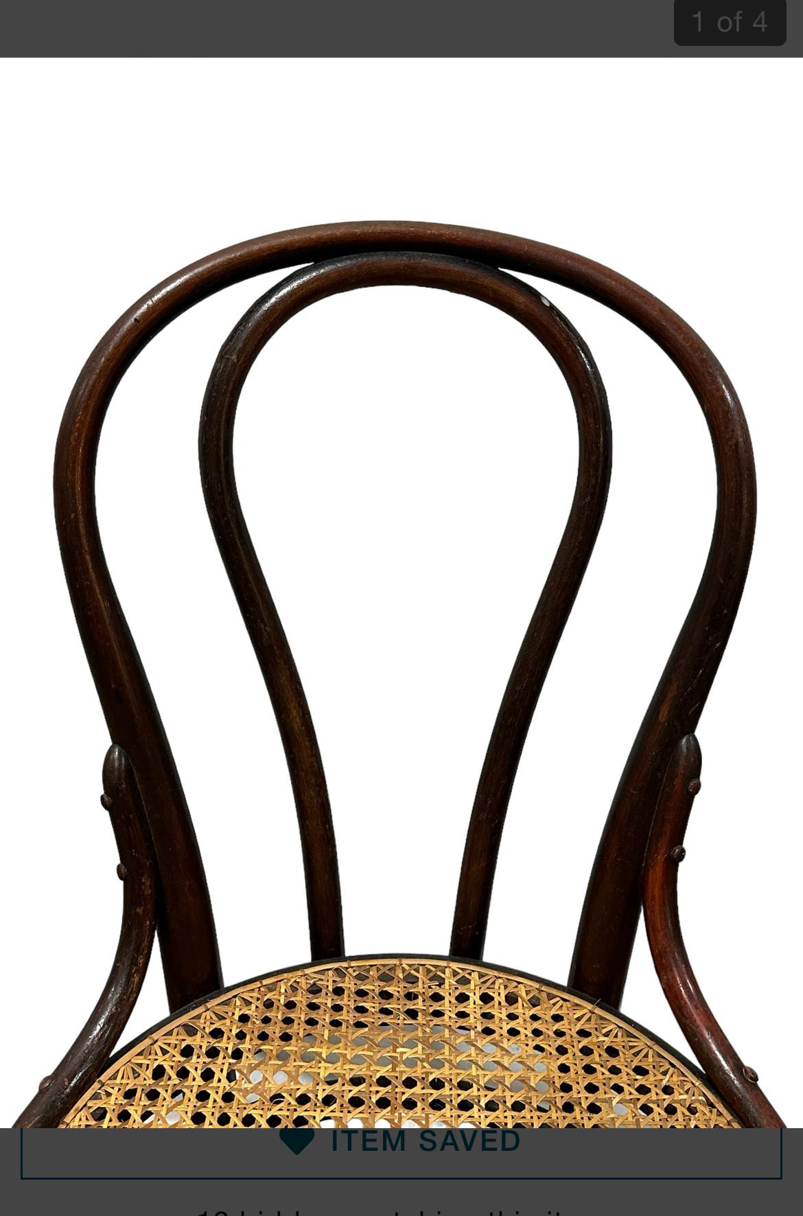 Polish Set of 4 Antique vintage Dining Cafe Cane Bentwood Chairs by Thonet