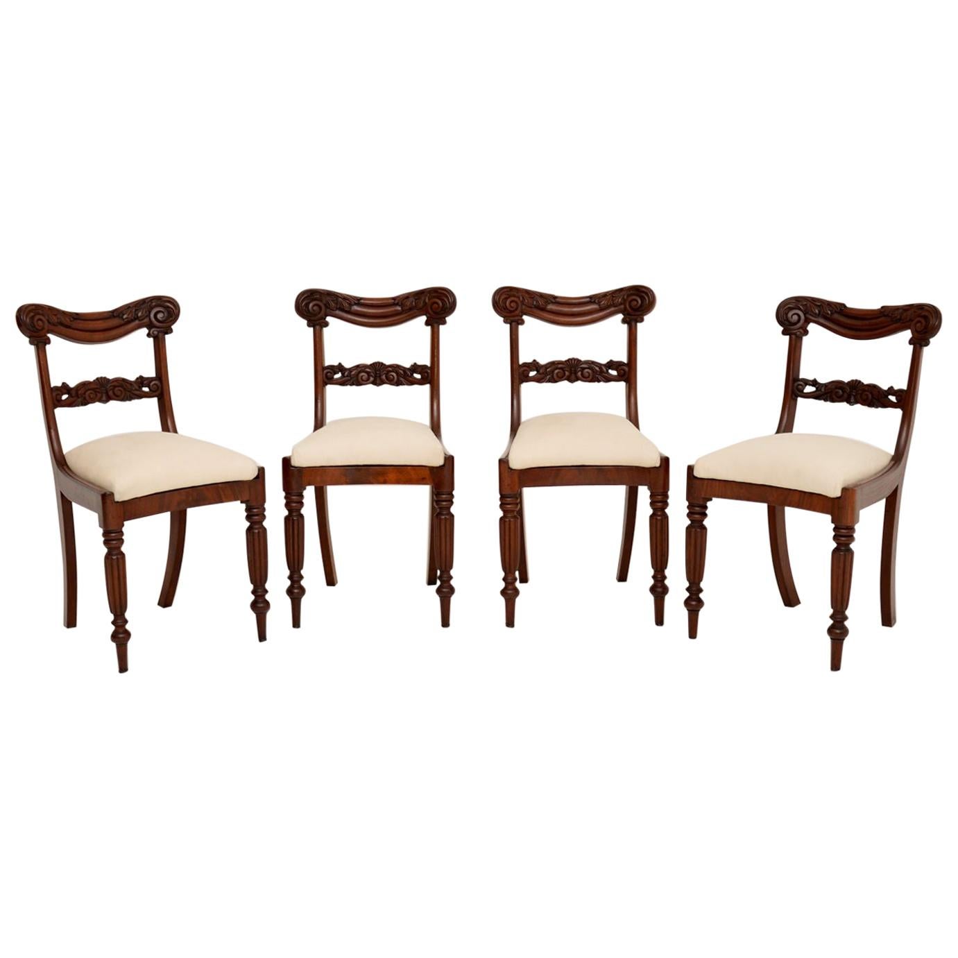 Set of 4 Antique William IV Mahogany Dining Chairs