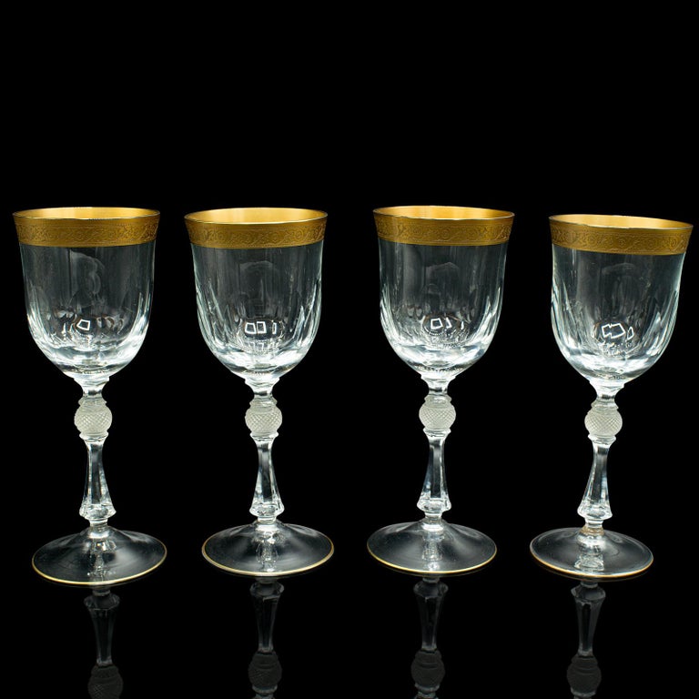 Antique Gold Plated Crystal Stemware French Wine Glasses For Gift Set of 11