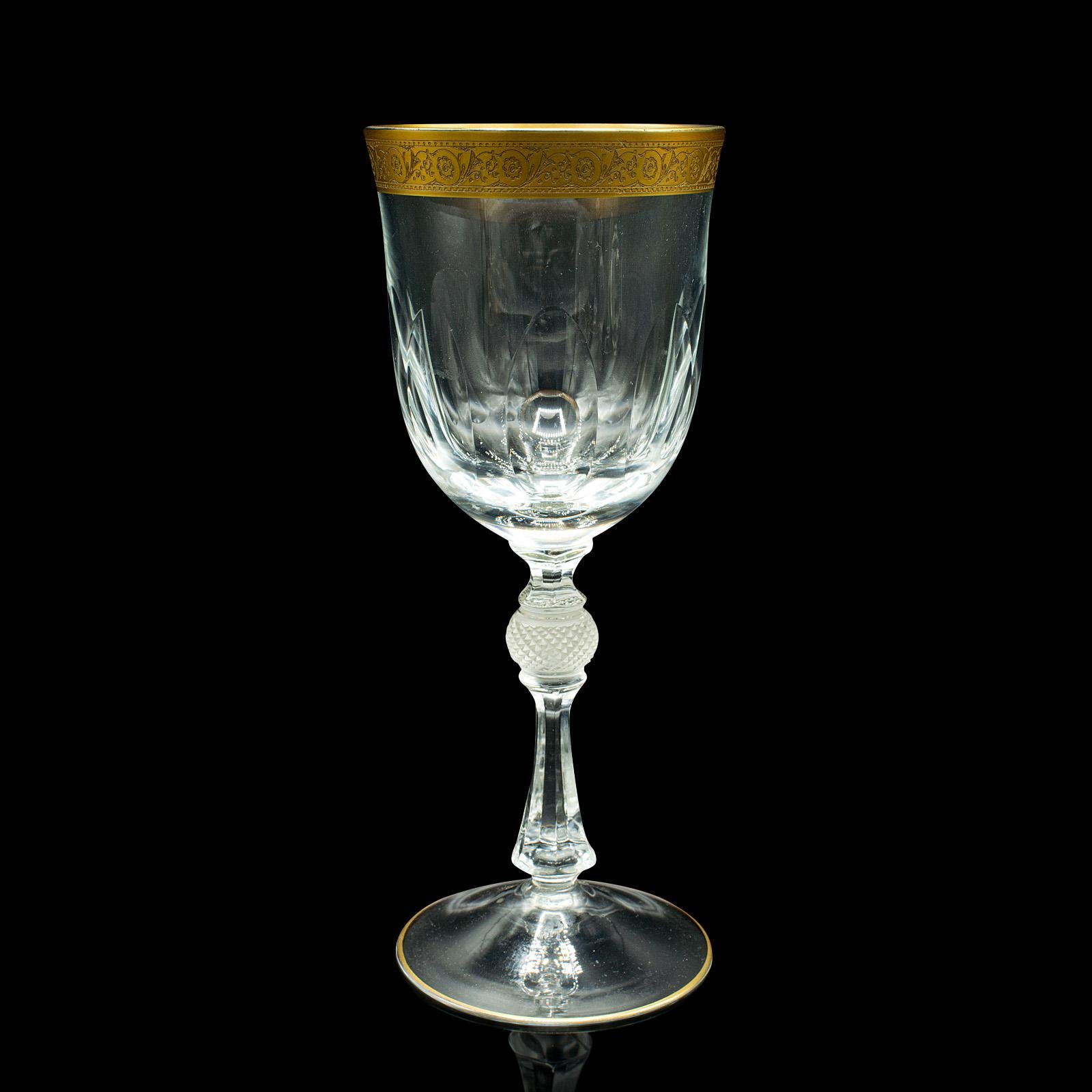 Set of 4 Antique Wine Glasses, French, Gilt, Decorative, Stem Glass, Art Deco For Sale 1