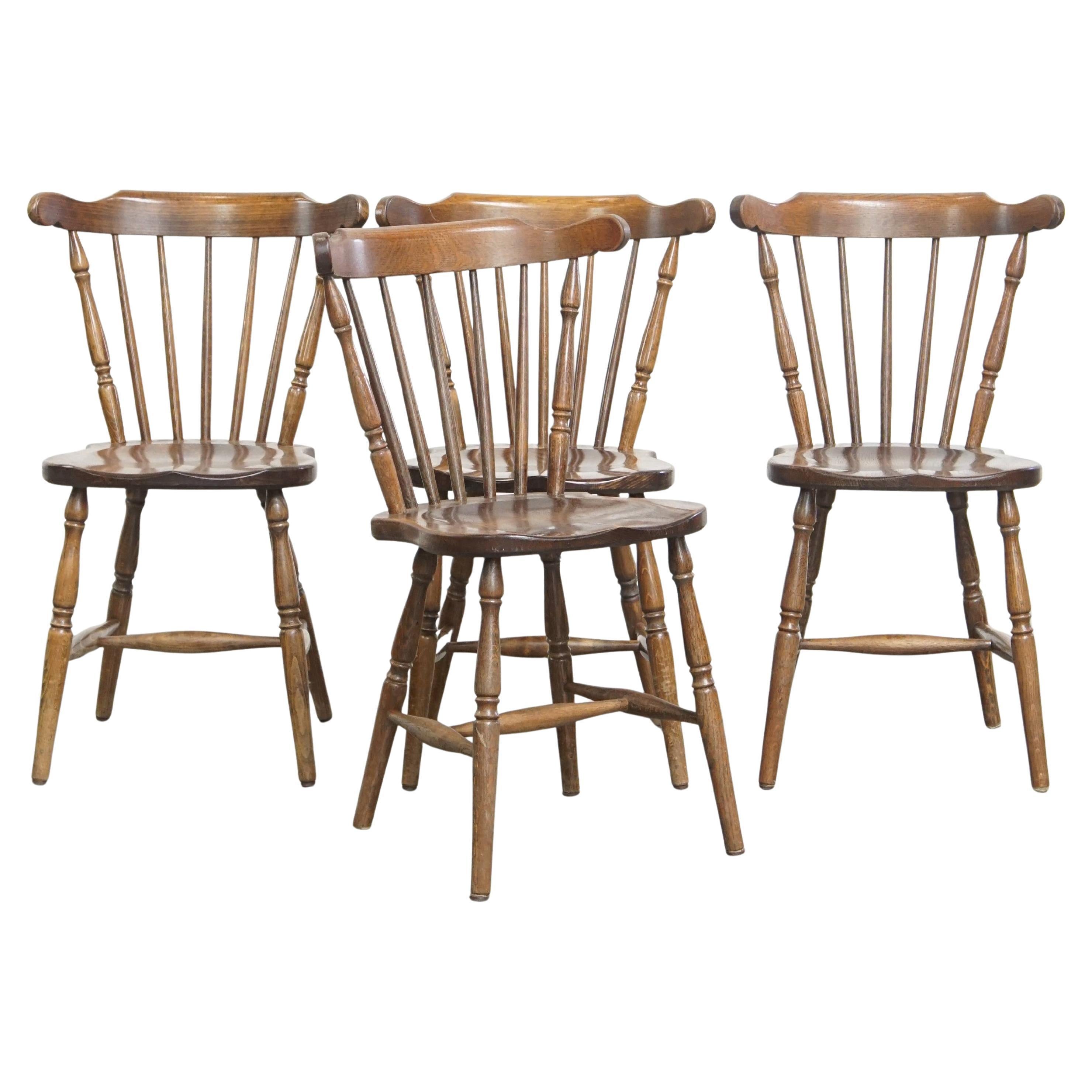 Set of 4 antique wooden spindle chairs