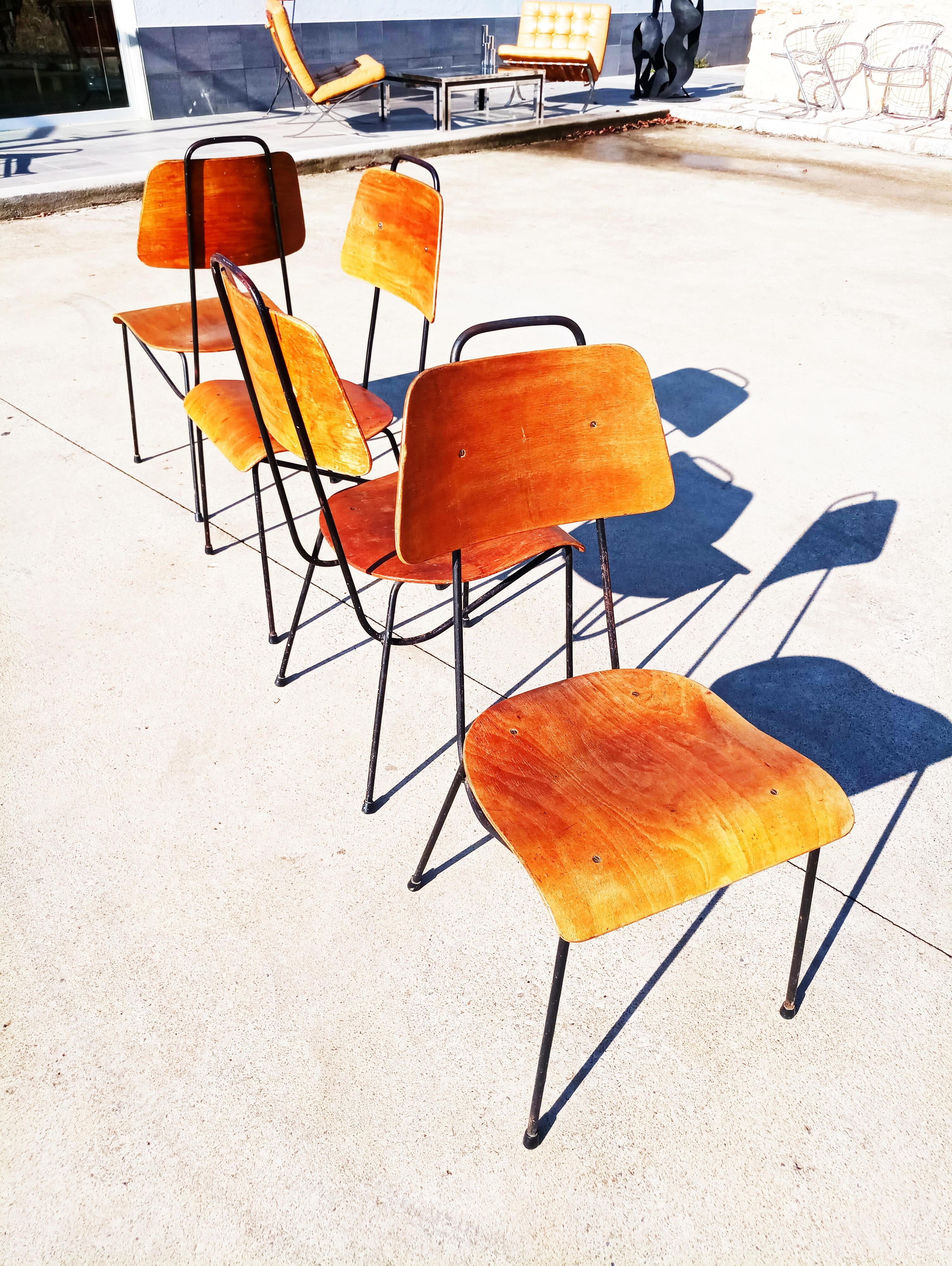 Spanish Set of 4 Antoni Moragas i Gallisa Chairs, Spain, 1960s