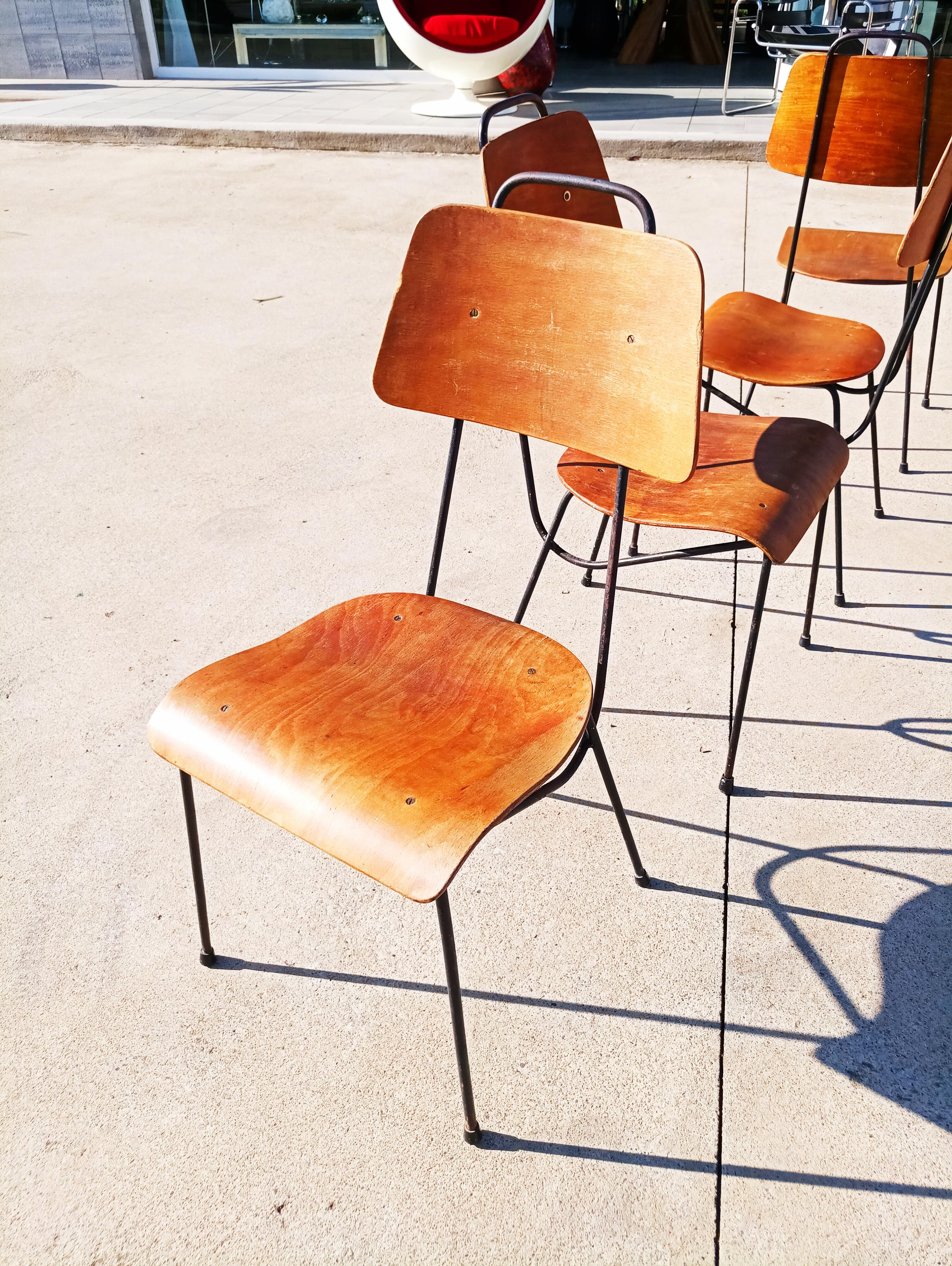 Iron Set of 4 Antoni Moragas i Gallisa Chairs, Spain, 1960s