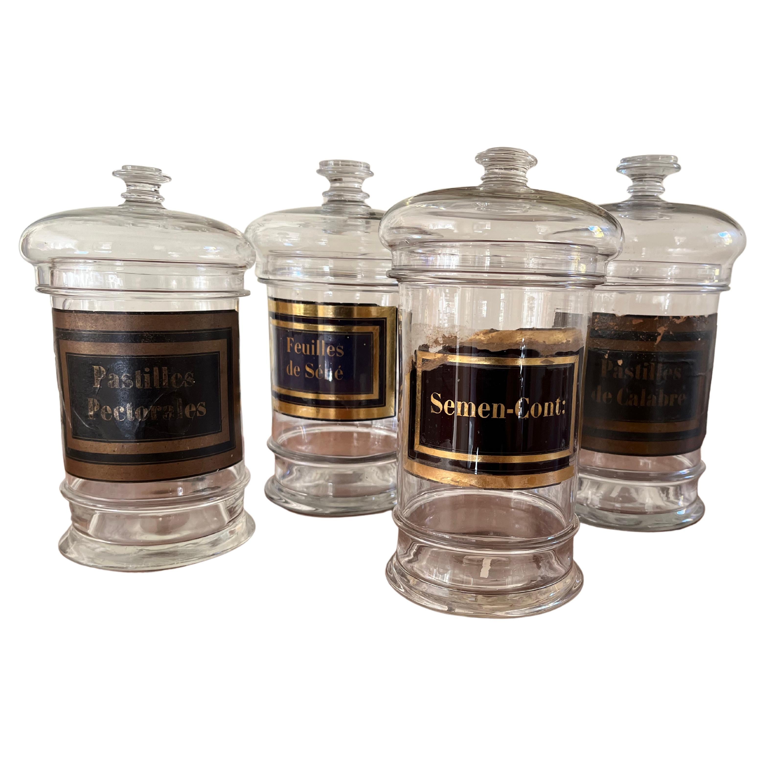 Set of 4 Apothecary Jars, Mid-19th Century