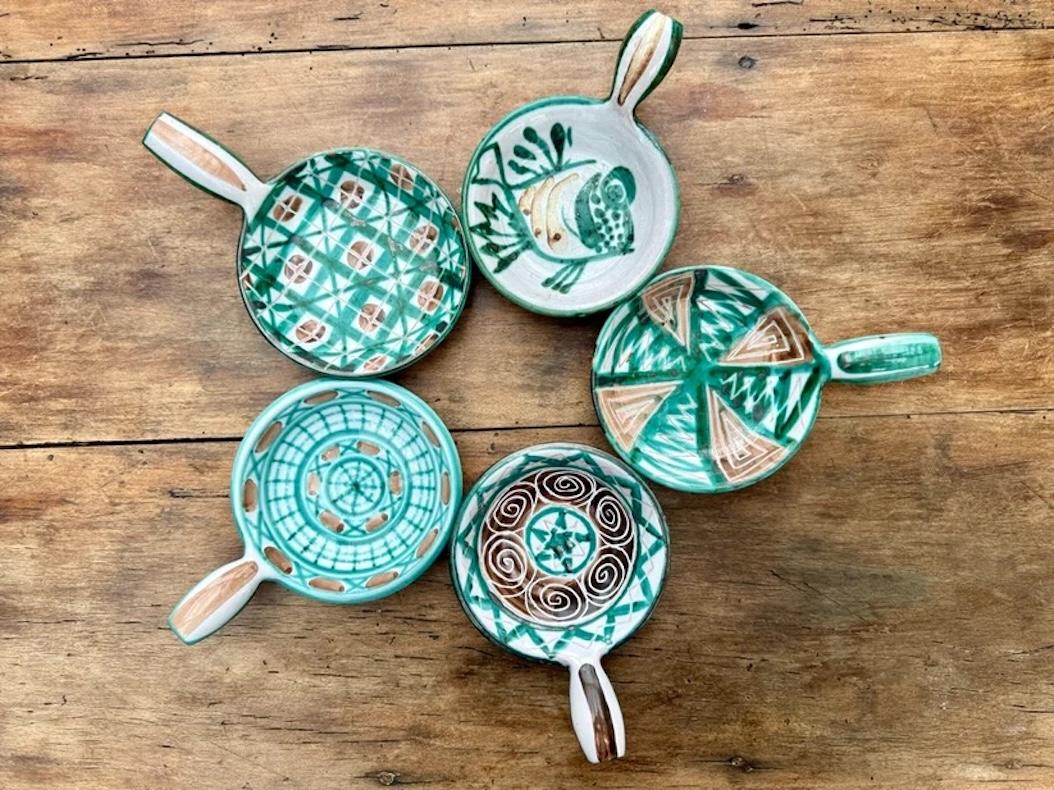 French Set of 4 appetizers dishes, Robert Picault, circa 1950 For Sale