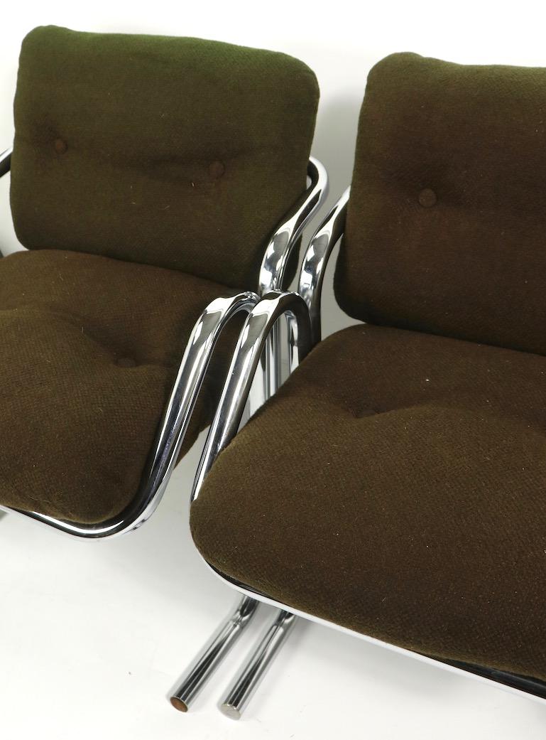 Set of 2 Arcadia Chrome Dining Chairs Designed by Jerry Johnson 1