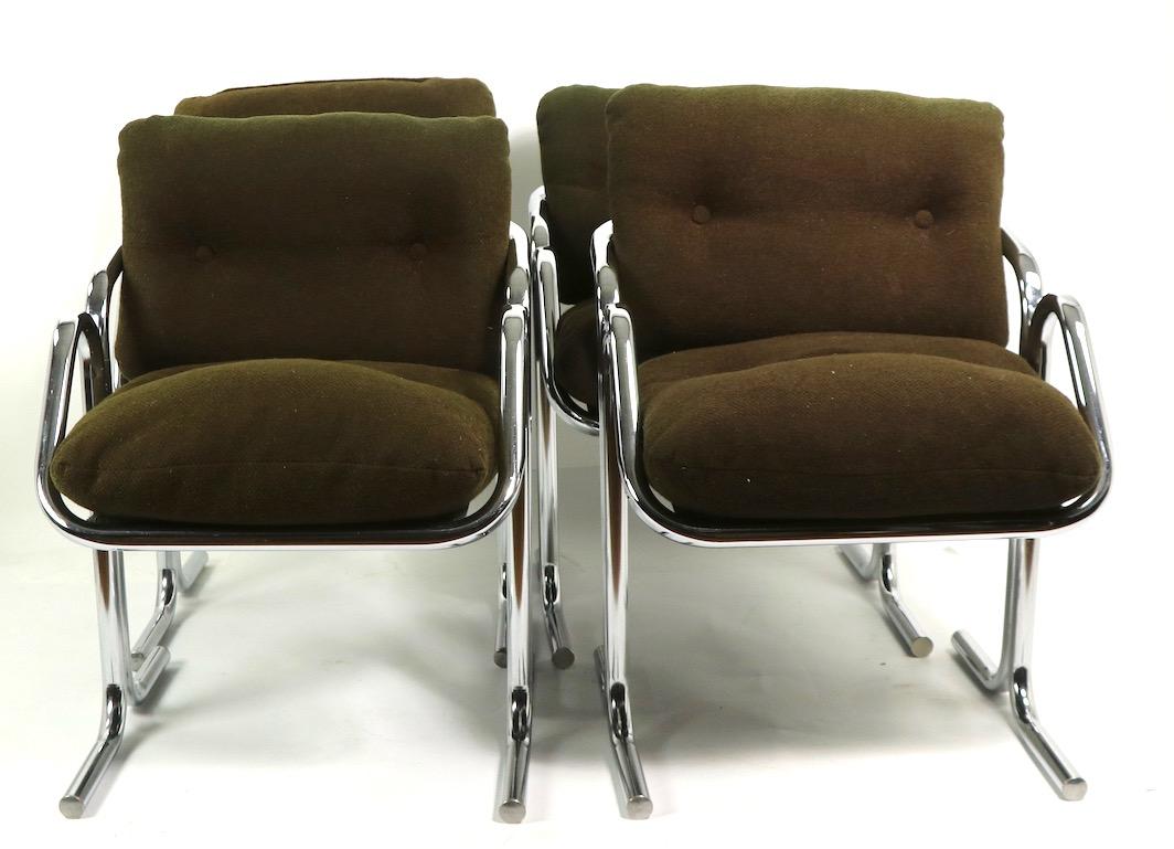 Set of 2 Arcadia Chrome Dining Chairs Designed by Jerry Johnson 2