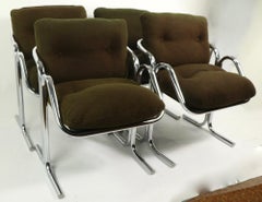 Set of 2 Arcadia Chrome Dining Chairs Designed by Jerry Johnson
