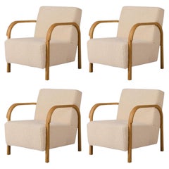 Ensemble de 4 chaises longues ARCH en chêne et tapisserie DEDAR/Artemidor par Mazo Design