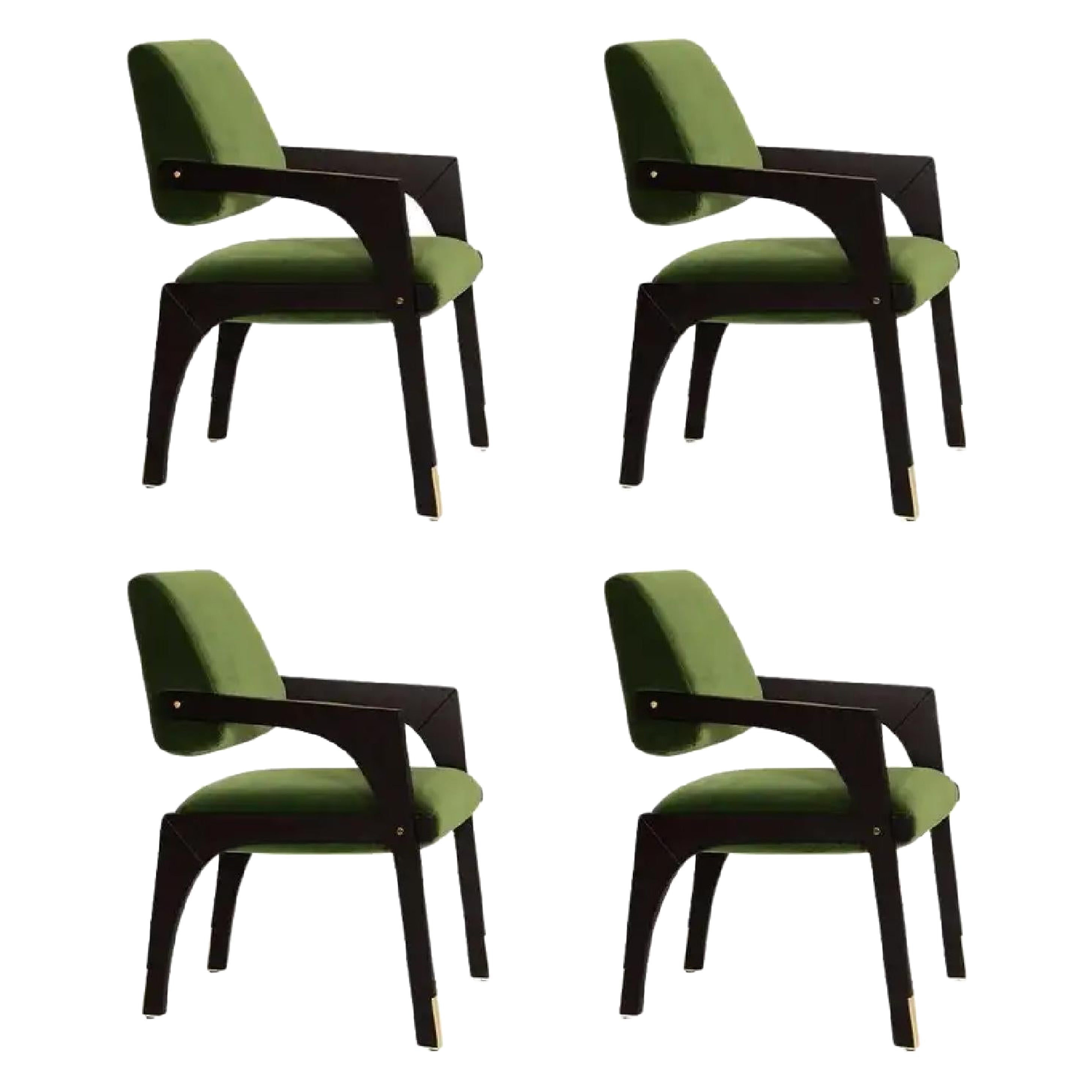 Set of 4 Arches Dining Chairs, Velvet, InsidherLand by Joana Santos Barbosa