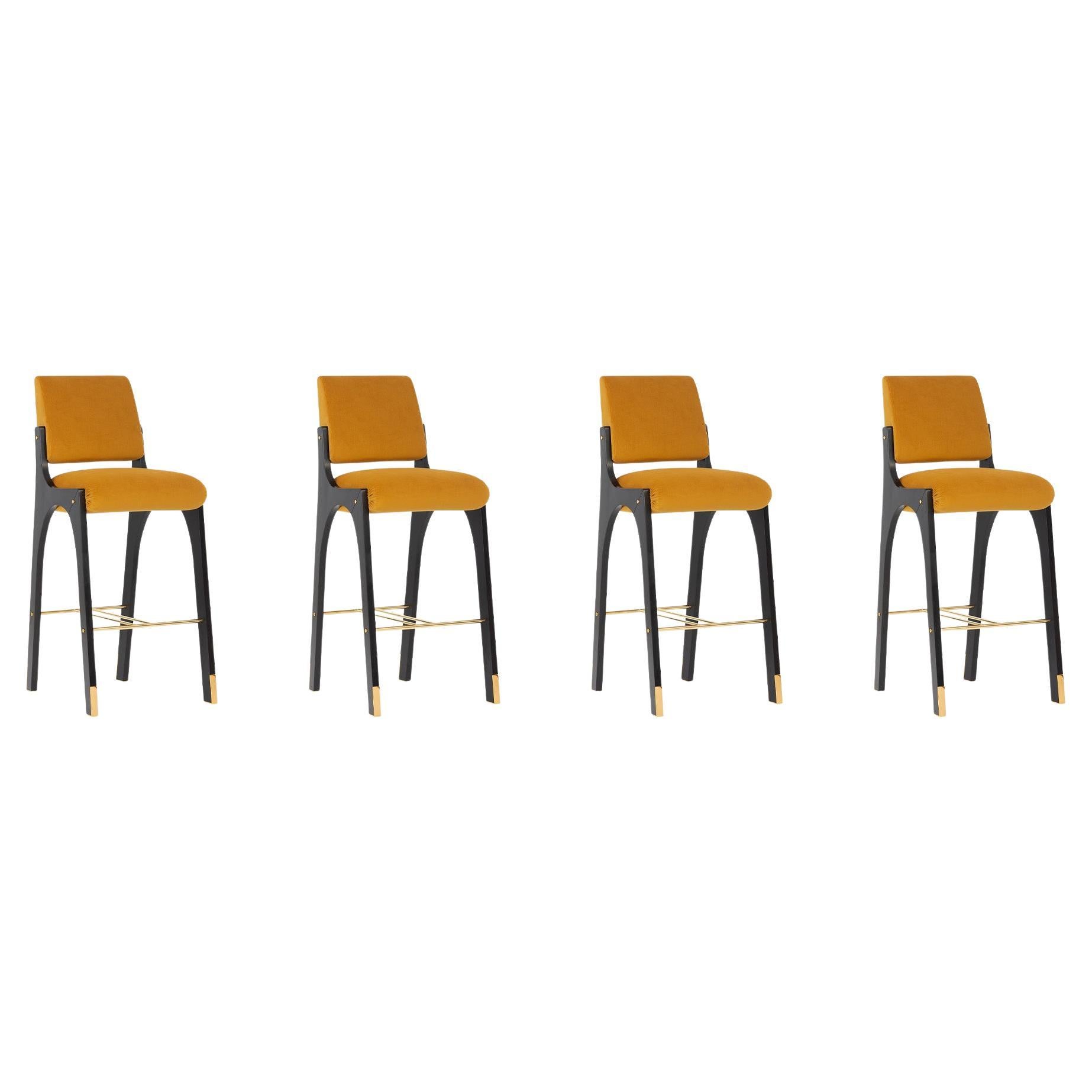 Set of 4 Arches II Bar Stool Smooth Velvet, InsidherLand by Joana Santos Barbosa