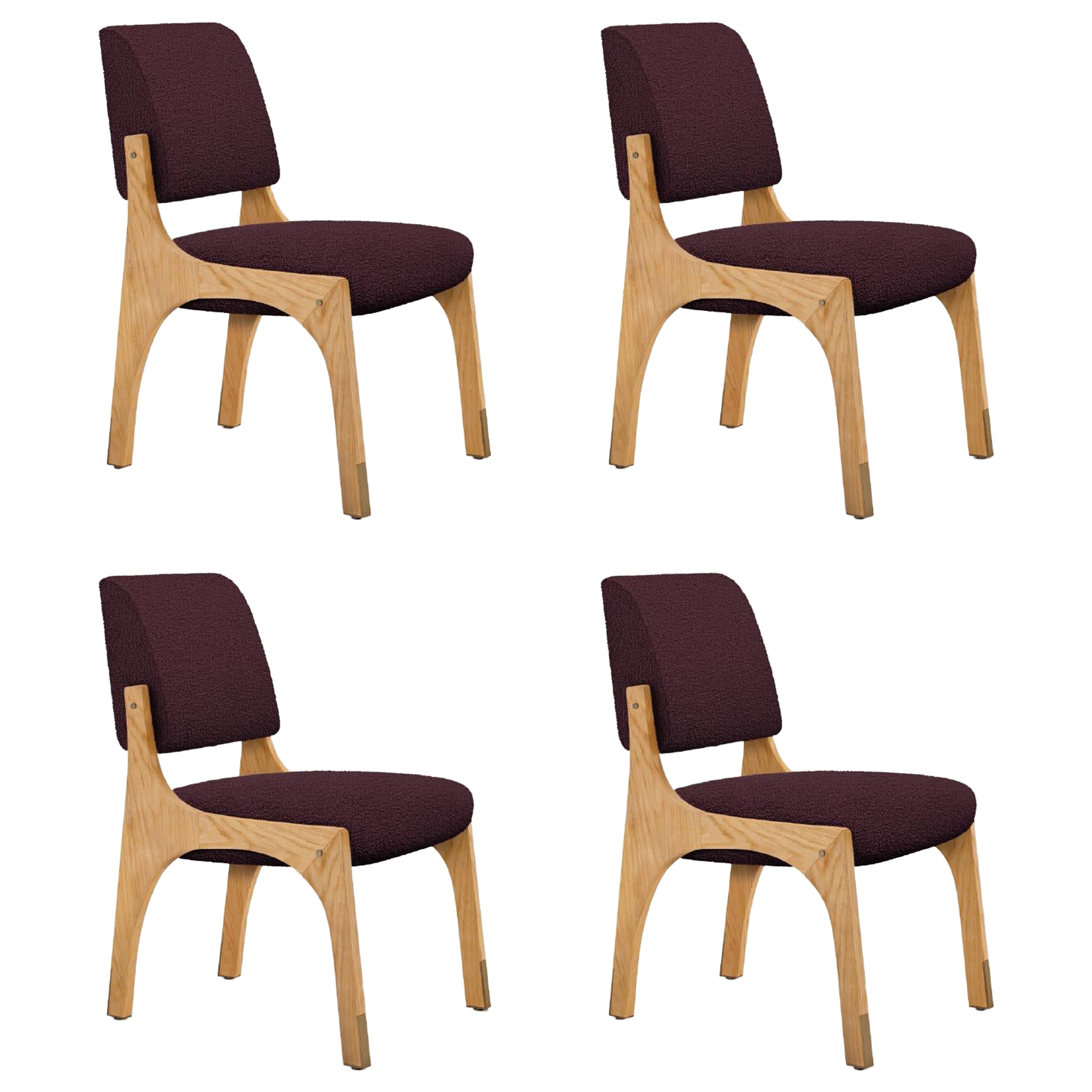 Set of 4 Arches II Dining Chair, Bouclé 
Oak, by Insidherland