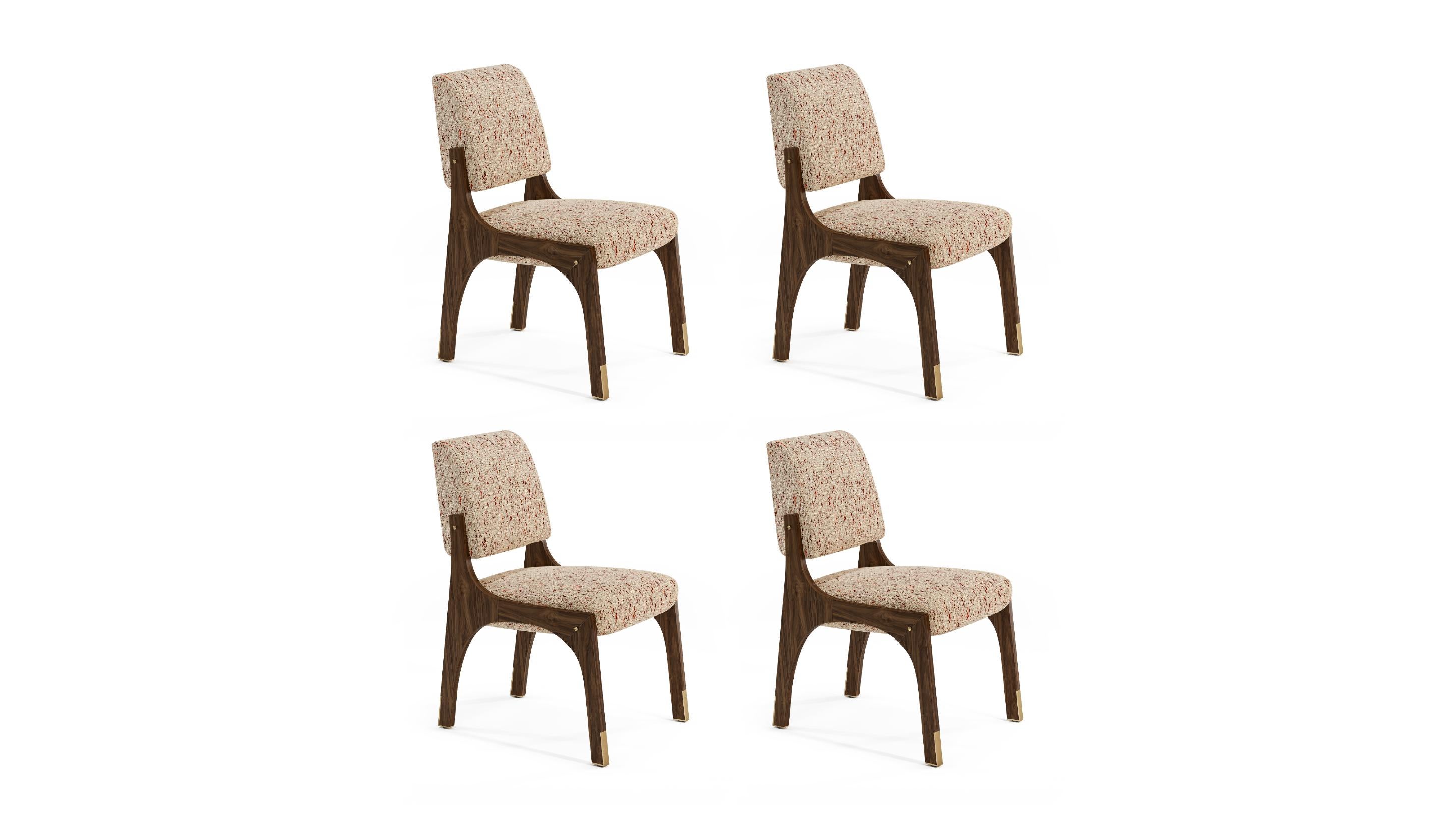 Set of 4 Arches II Dining Chair, Walnut 
Tan, by InsidherLand