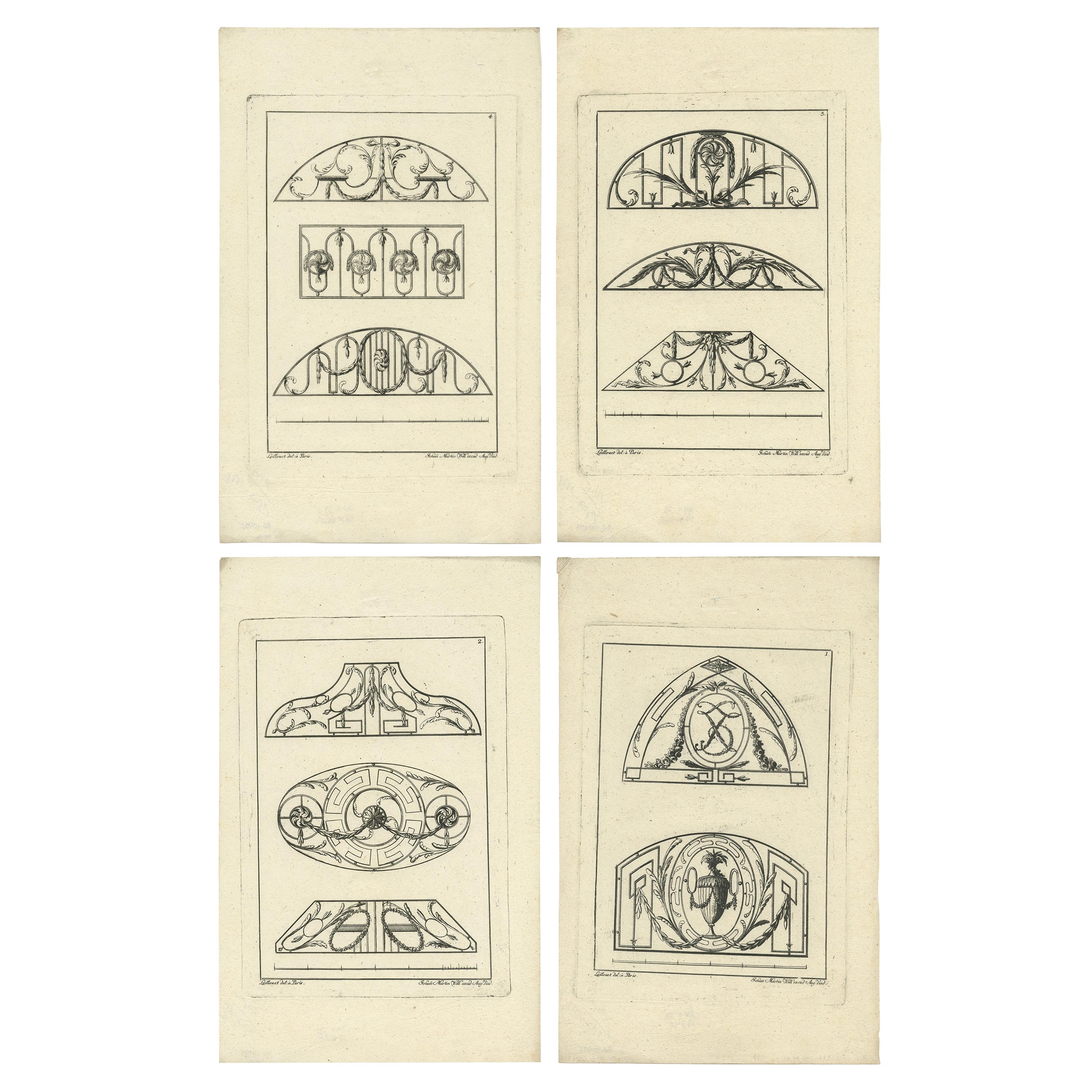 Set of 4 Architecture Prints by Johann Martin Will circa 1780 For Sale