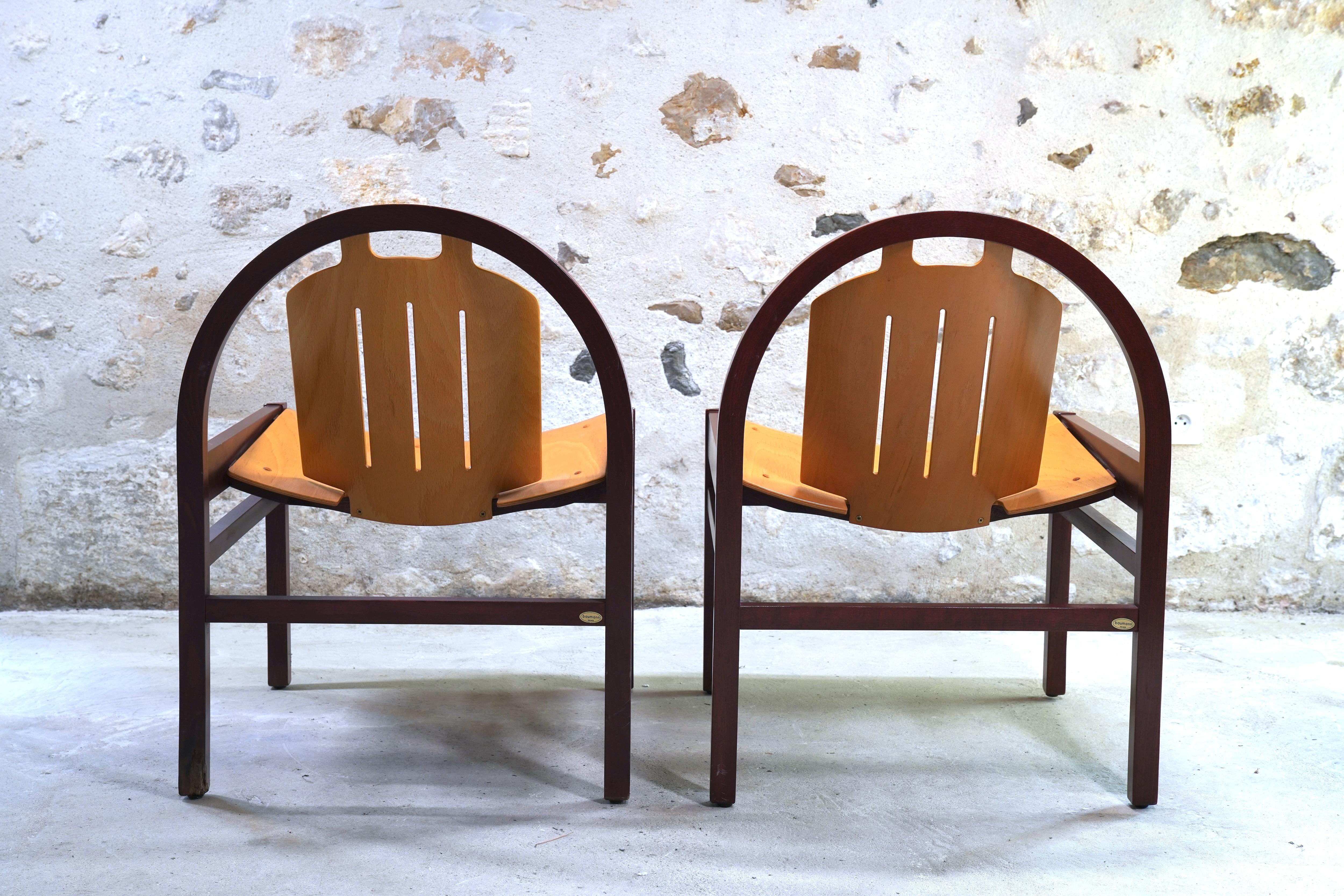 Français Ensemble de 4 chaises longues Argos et table d'appoint assortie de Baumann, France vers 1980
